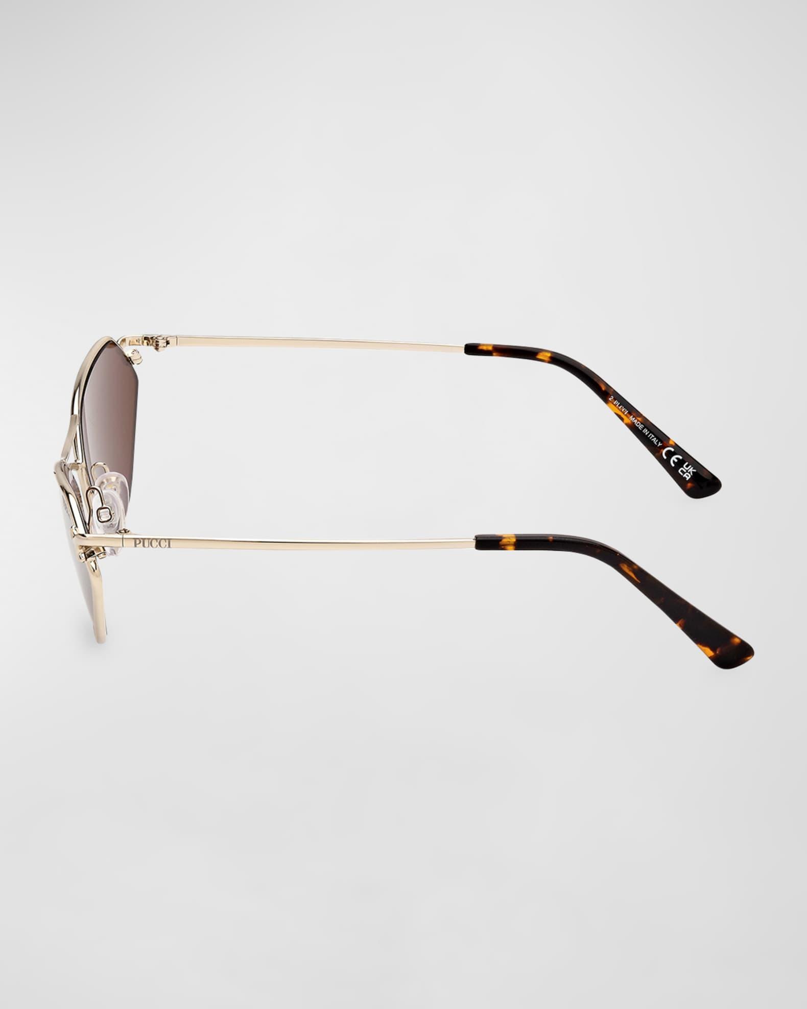 Geometric Metal & Acetate Rectangle Sunglasses  Product Image