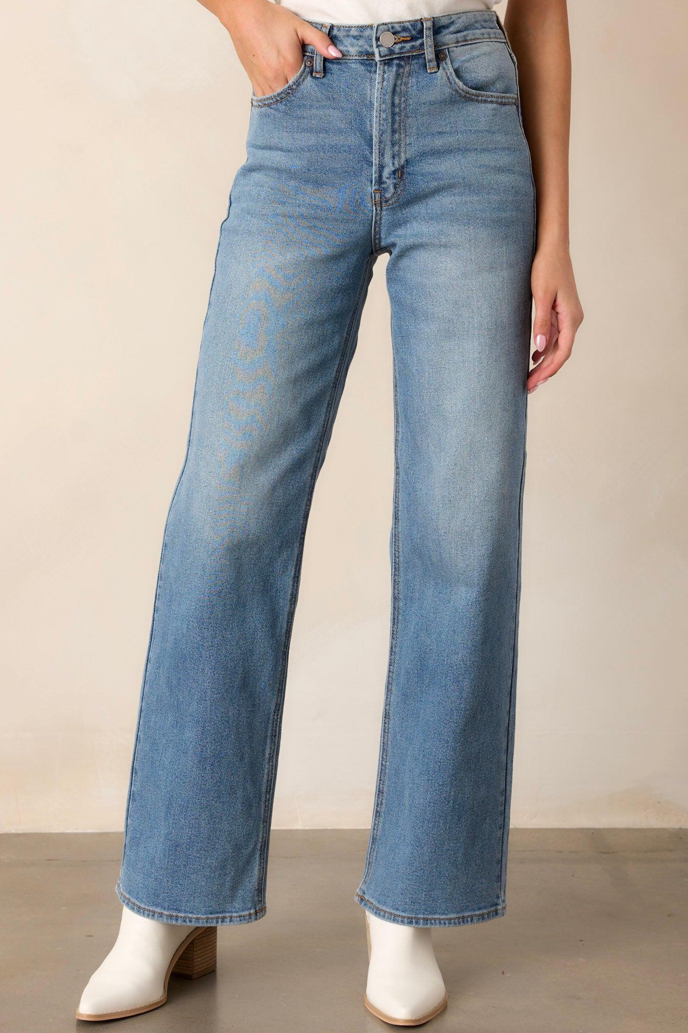 Day Dreaming Medium Wash Wide Leg Jeans Product Image