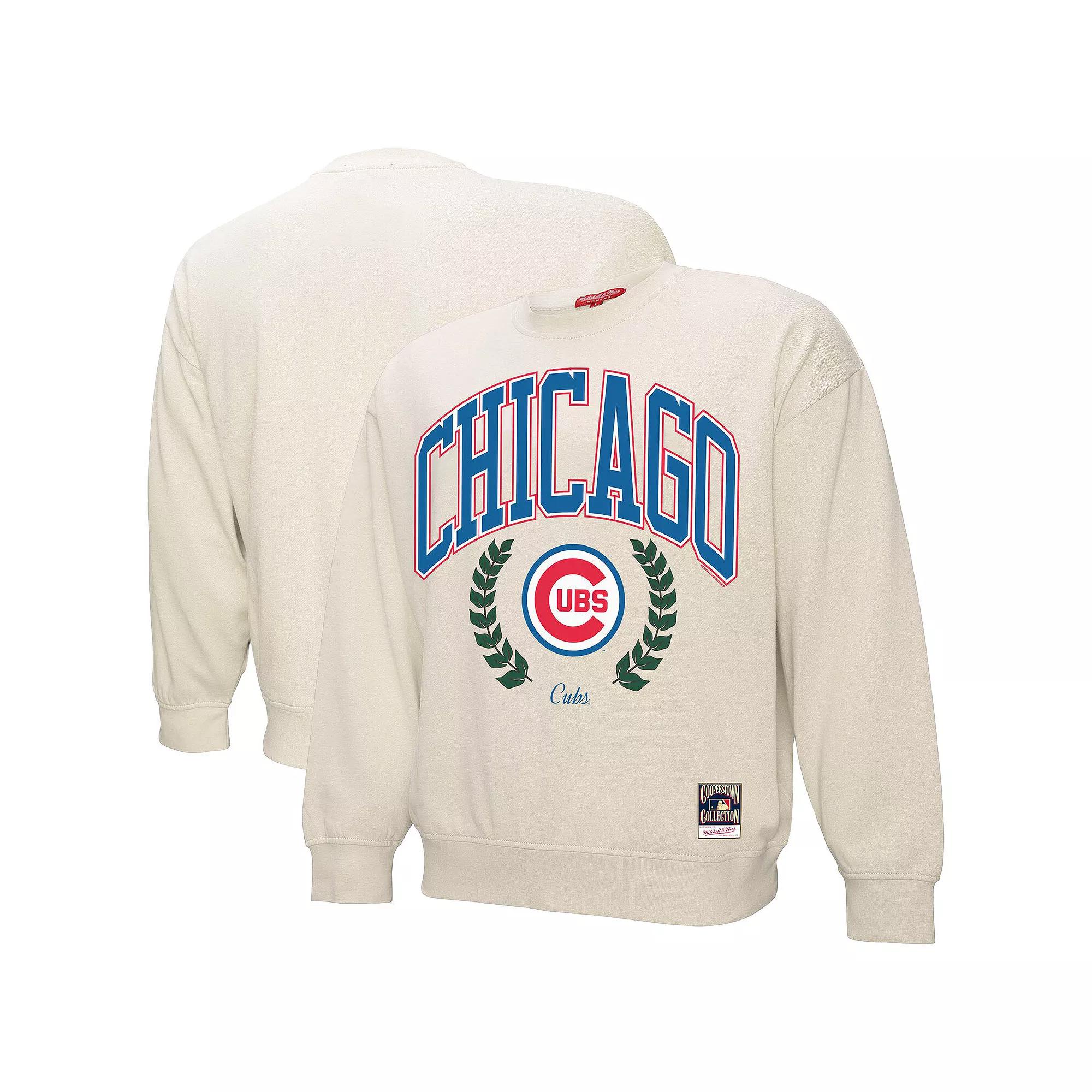 Women's Mitchell & Ness Cream Chicago Cubs Cooperstown Collection Laurel Pullover Sweatshirt,  Product Image