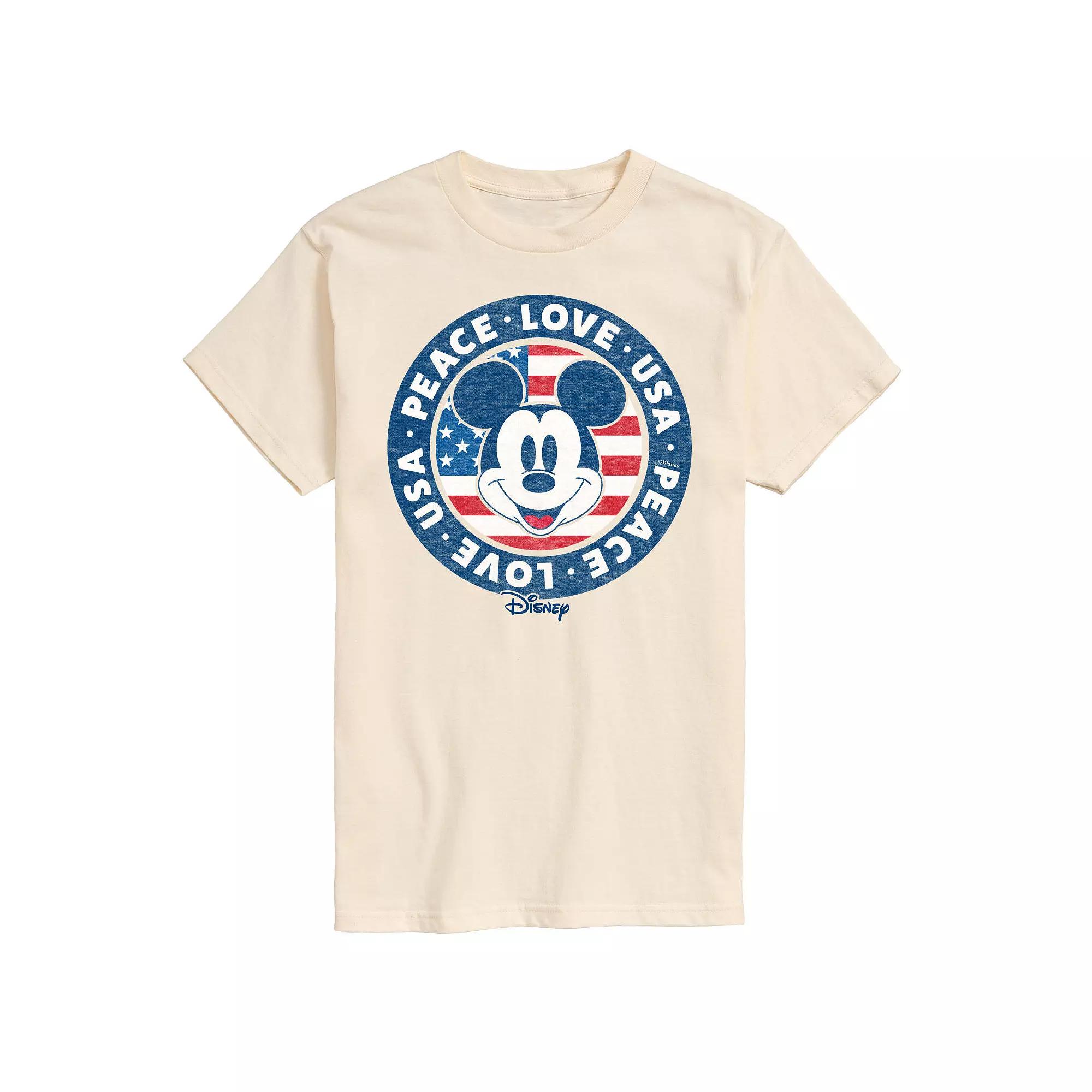 Disney's Mickey Mouse Men's Peace Love USA Americana Graphic Tee,  Product Image