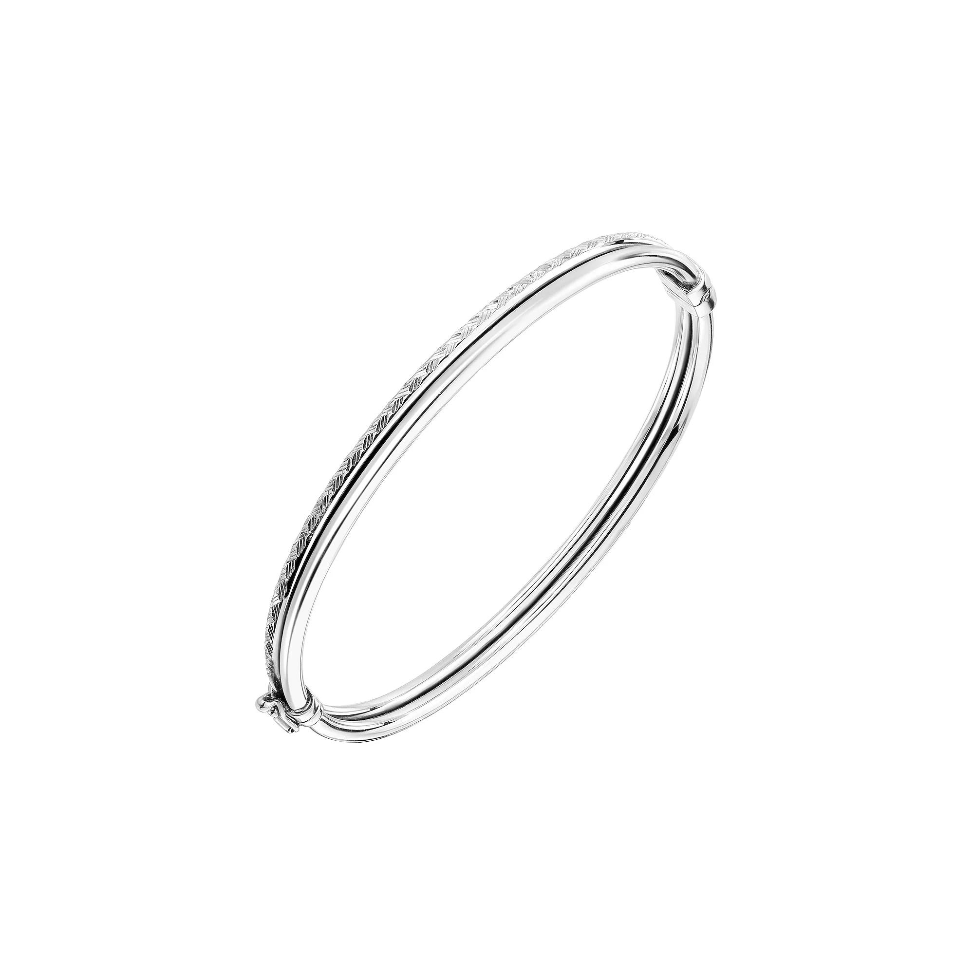 Argento Forte Sterling Silver Double Row Diamond Cut Bangle Bracelet, Women's Product Image