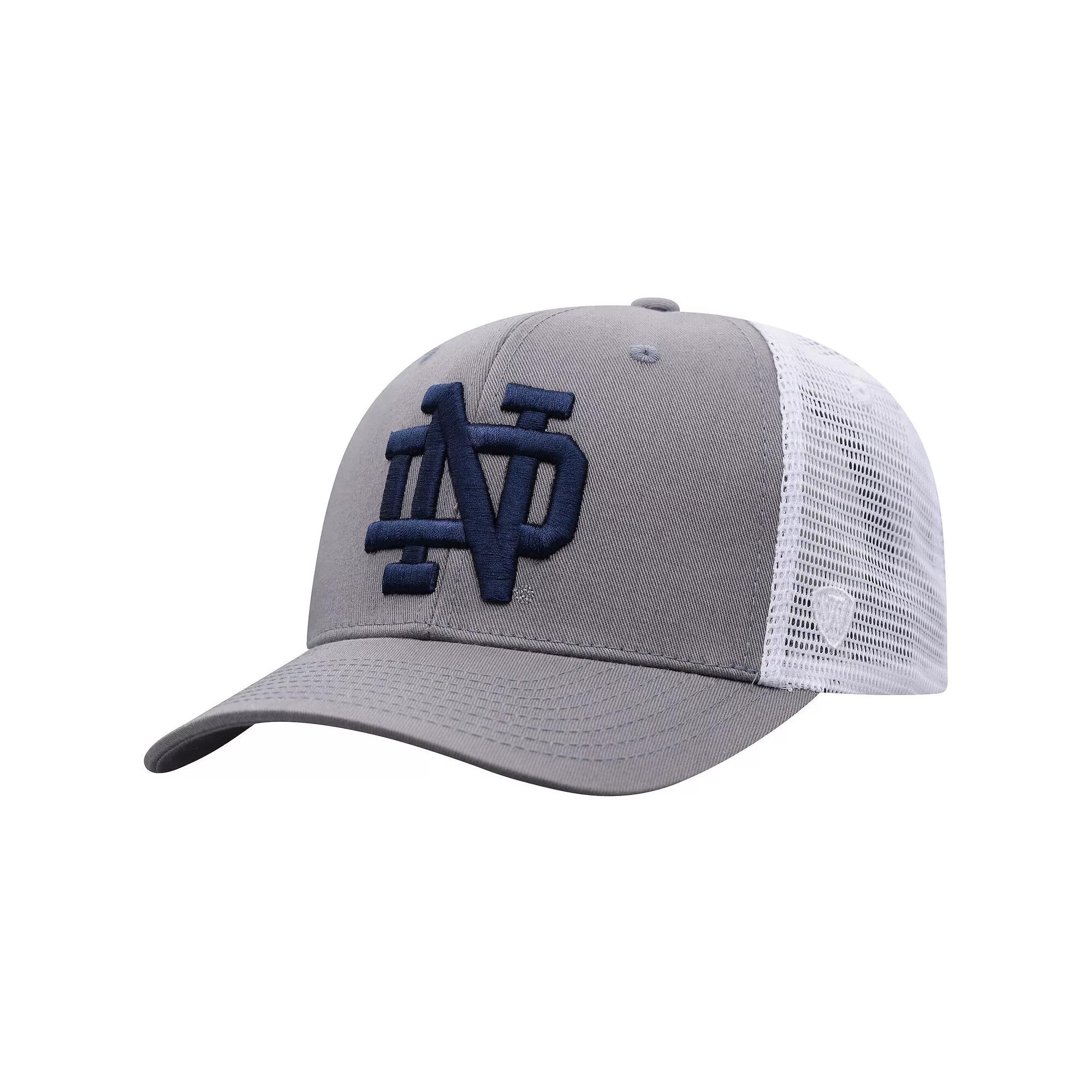 Men's Top of the World Gray/White Notre Dame Fighting Irish Victory Baseline Trucker Adjustable Hat, Grey Product Image