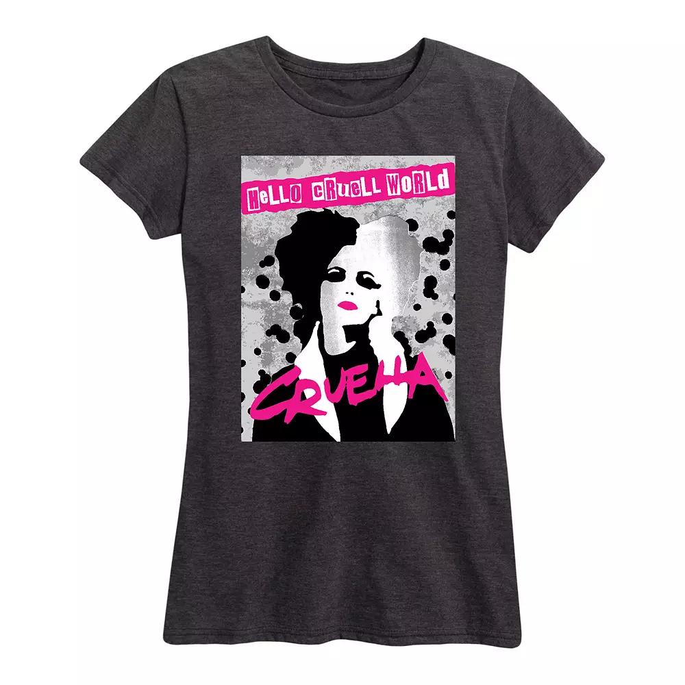 Disney's Cruella Women's Hello Cruell World Graphic Tee,  Product Image