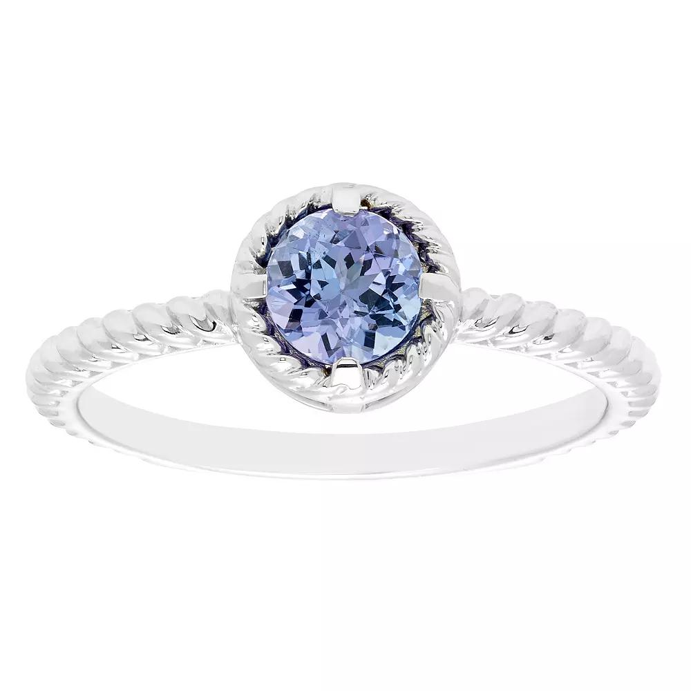 Boston Bay Diamonds Sterling Silver Genuine Tanzanite Rope Halo Stacking Ring, Women's, Size: 6 Product Image