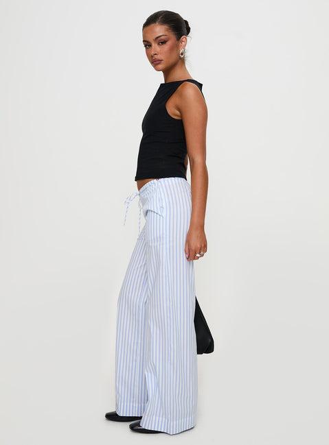 Collied Low Rise Pants Blue / White Stripe Product Image