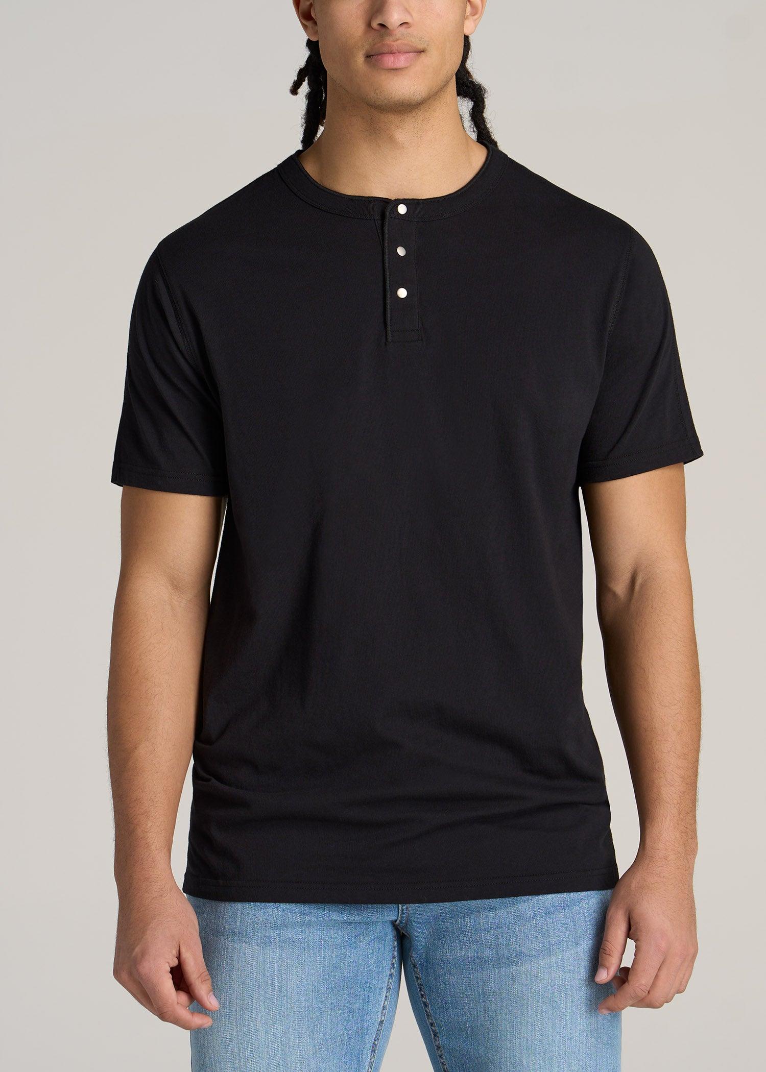 LJ&S REGULAR-FIT Jersey Henley Tee for Tall Men in Vintage Midnight Navy Male Product Image