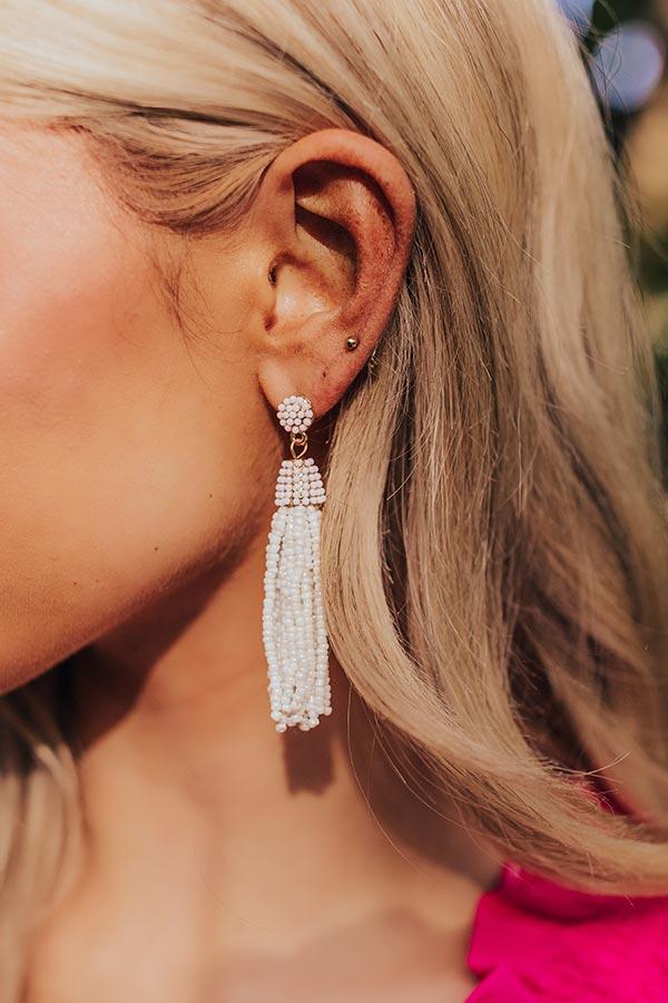 Vibrant Vibes Beaded Earrings In White Product Image