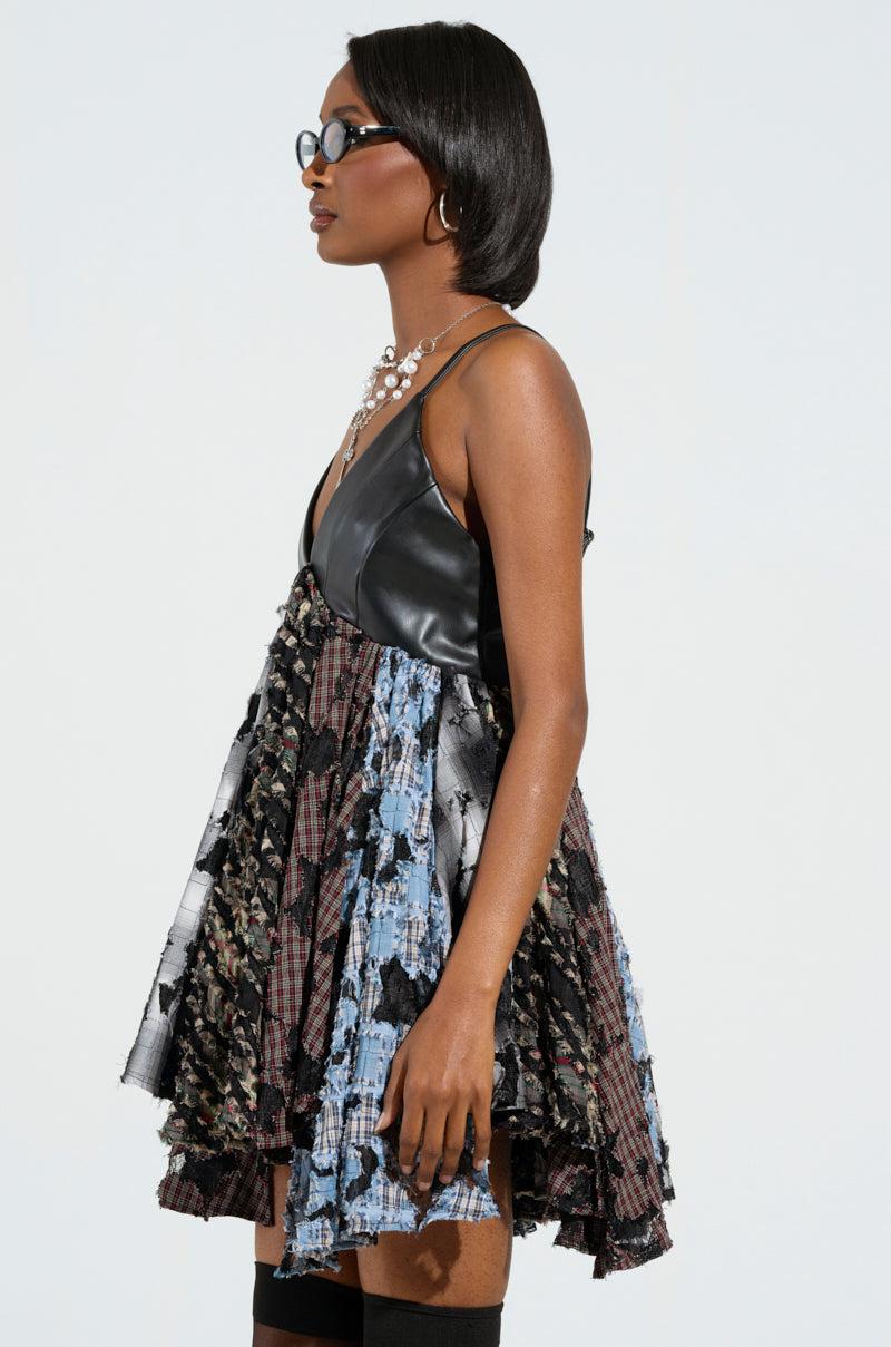 TAKE ME AWAY DISTRESSED PLAID MINI DRESS Product Image