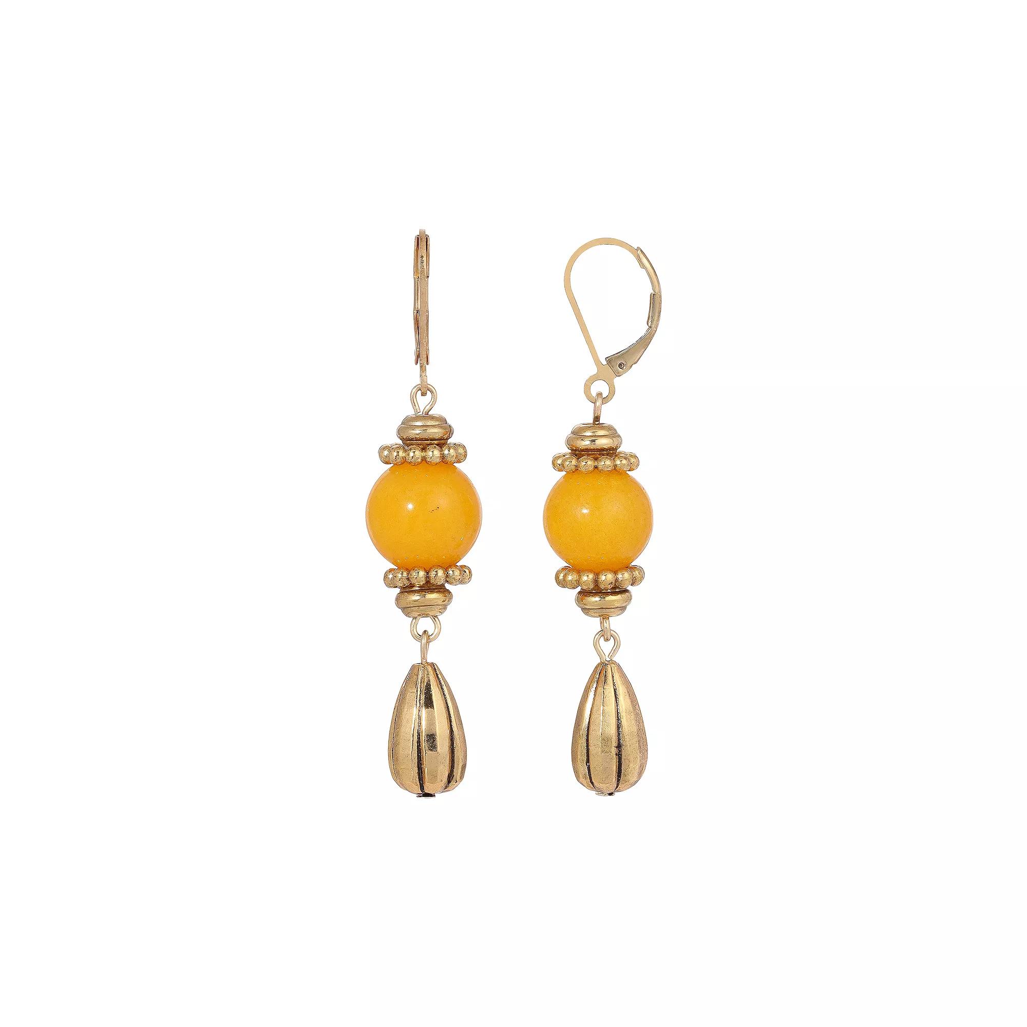 1928 Gold-Tone Semi-Precious Drop Earrings, Women's, Yellow Product Image