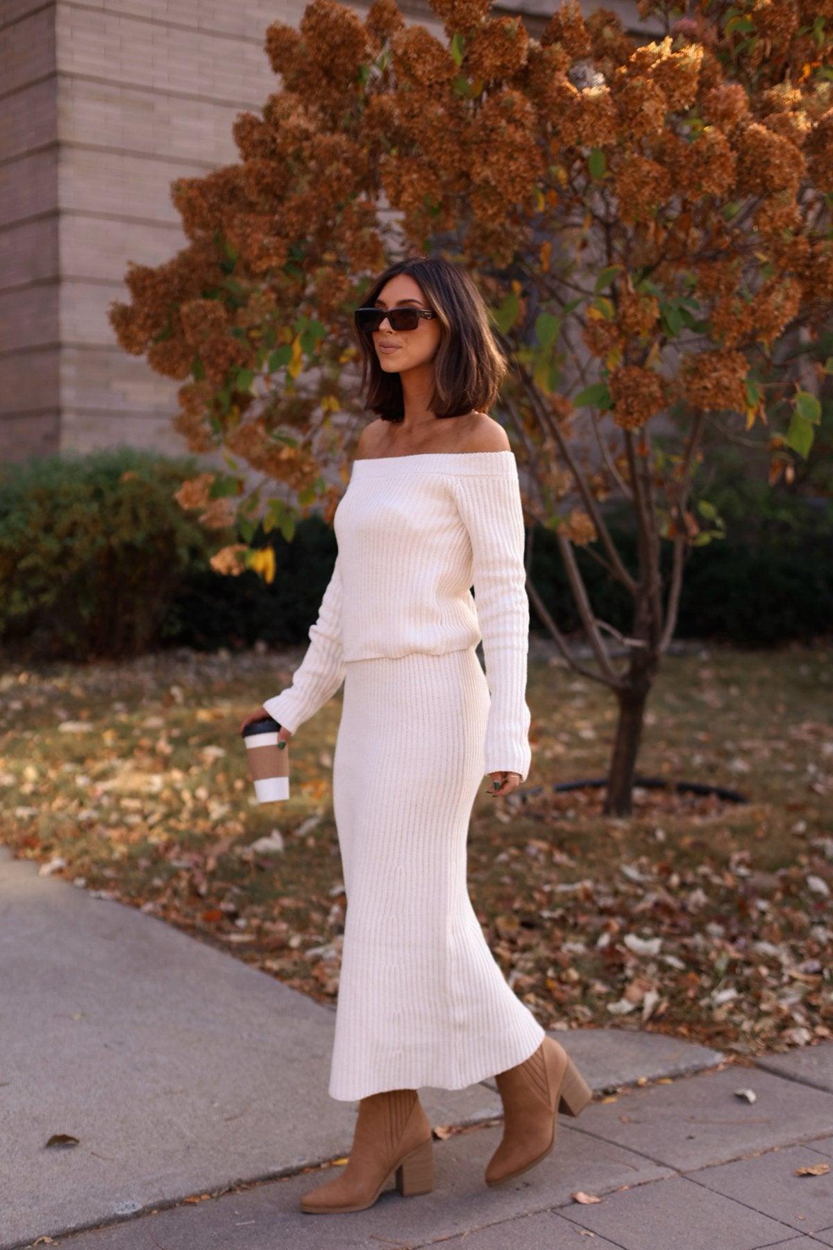 Muse By Magnolia Cream Ribbed Sweater Skirt - FINAL SALE Product Image