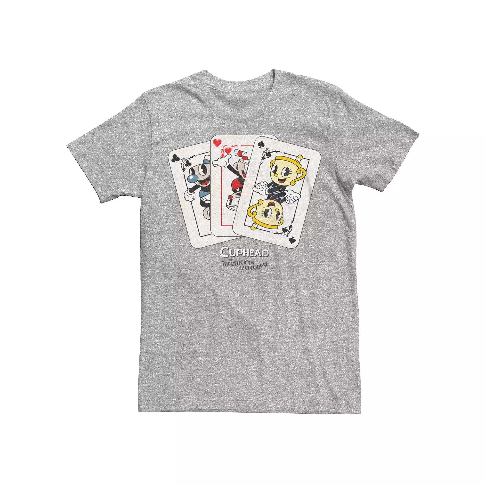 Men's Cuphead Characters Poker Cards Graphic Tee,  Product Image