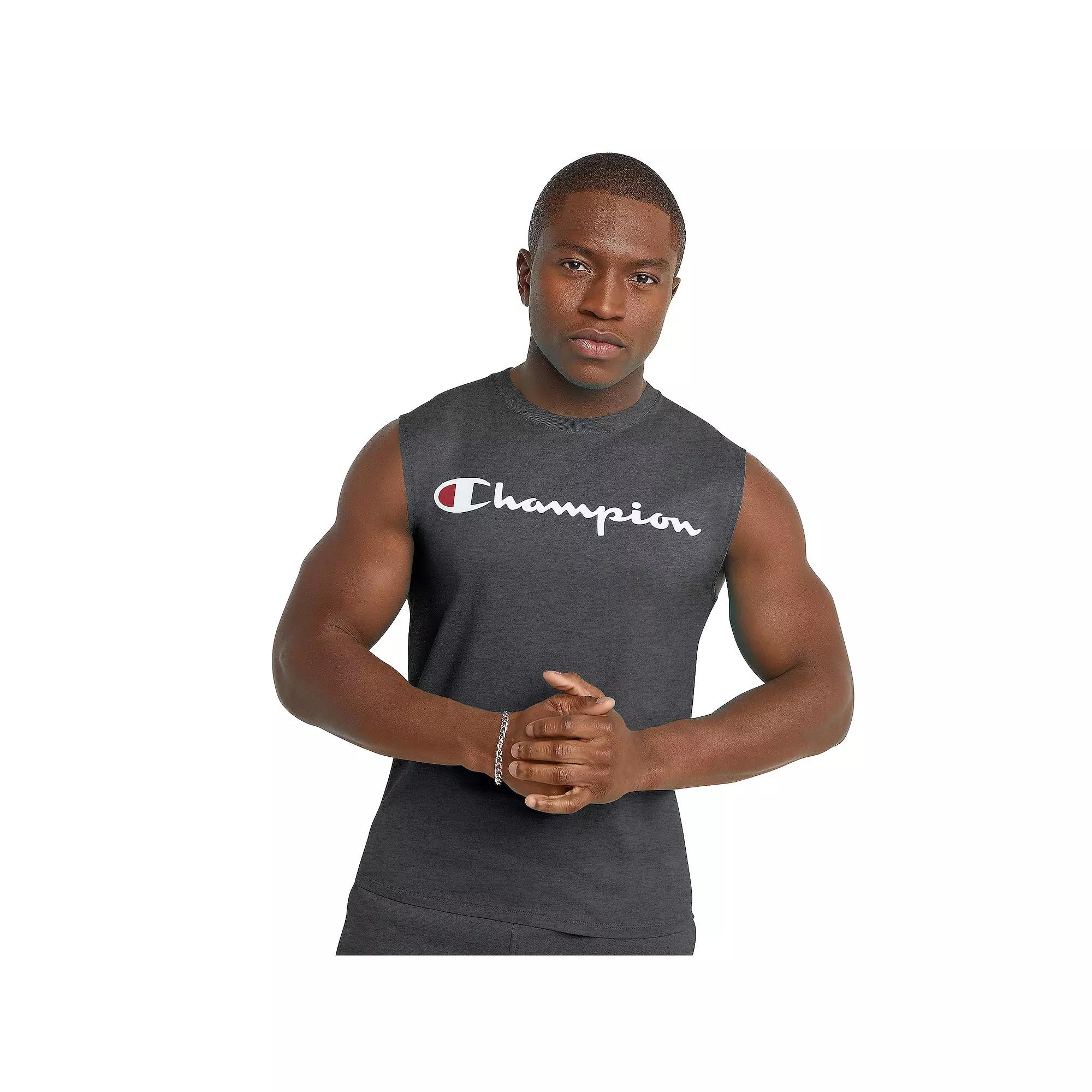 Mens Champion Logo Graphic Muscle Tee Granite Grey Product Image