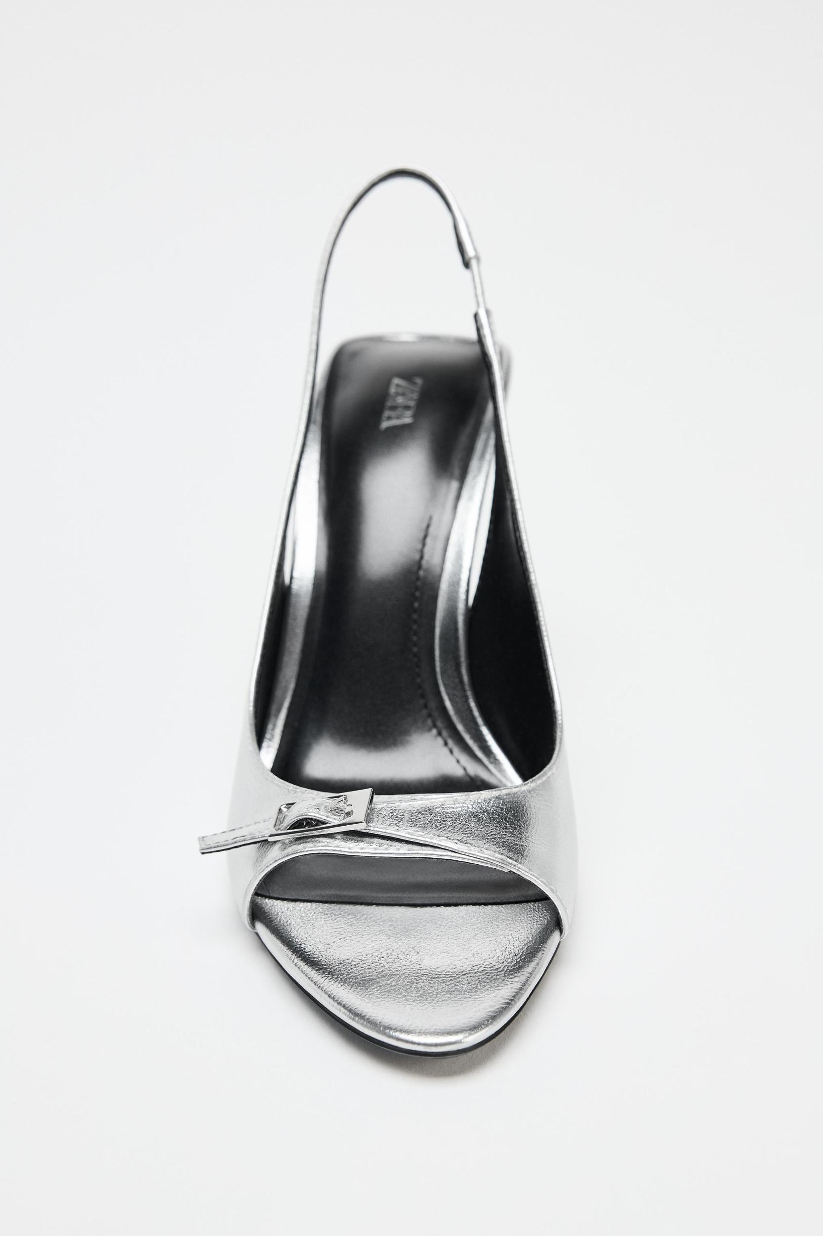 METALLIC EFFECT HEELED SANDALS Product Image
