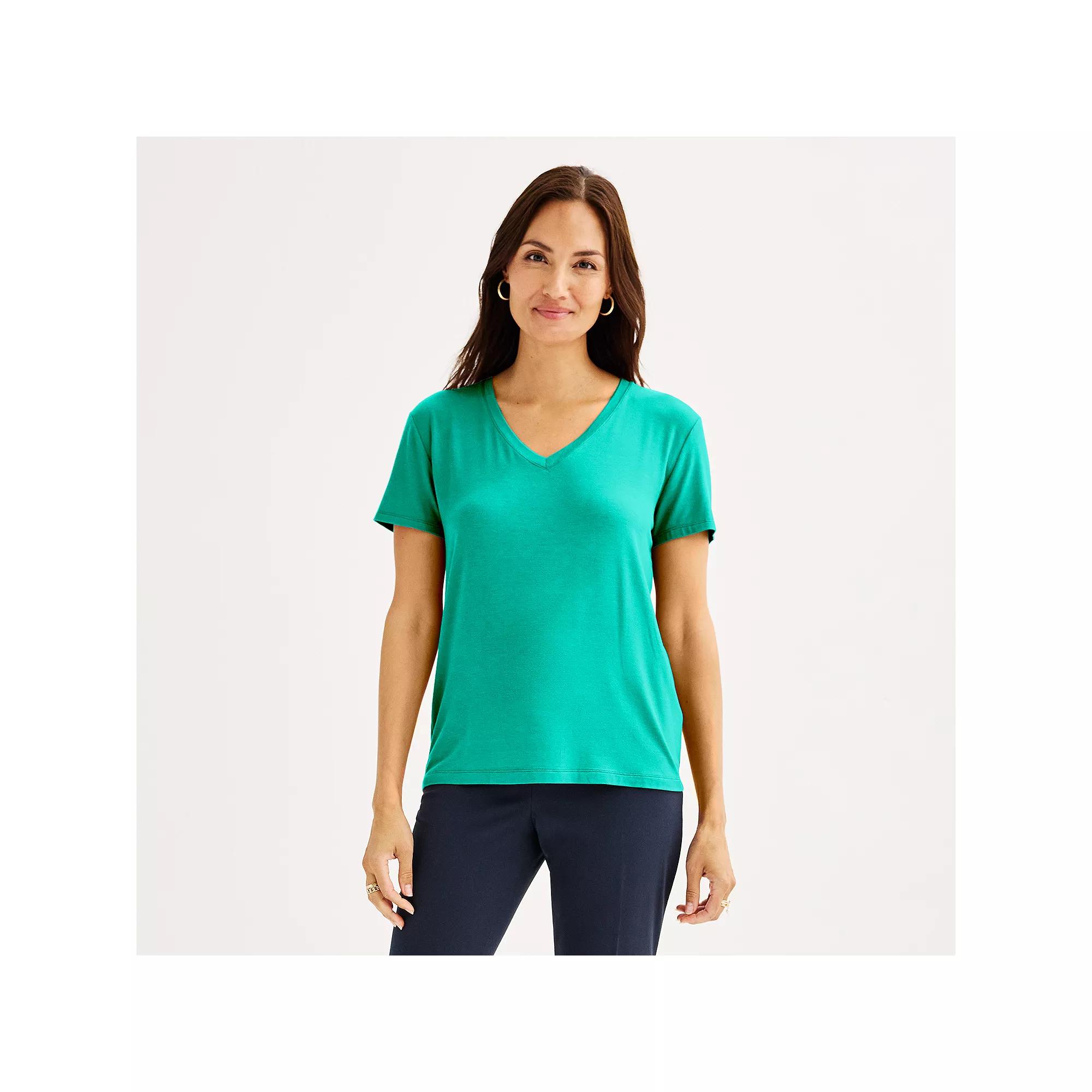 Women's Nine West Essential V-Neck T-Shirt, Size: Small, Moroccan Blue Product Image