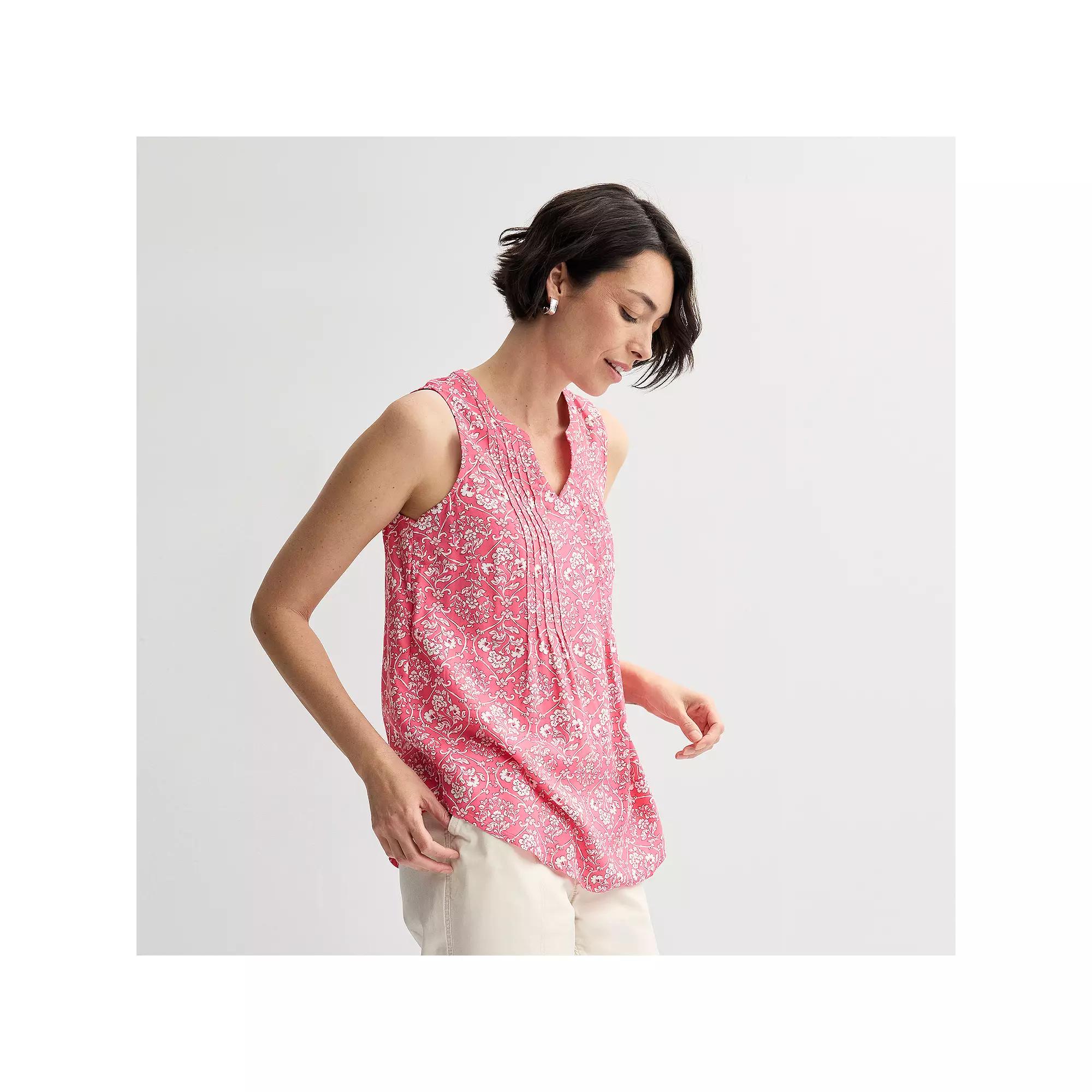 Petite Croft & Barrow® Pintuck Sleeveless Shell Top, Women's,  Product Image