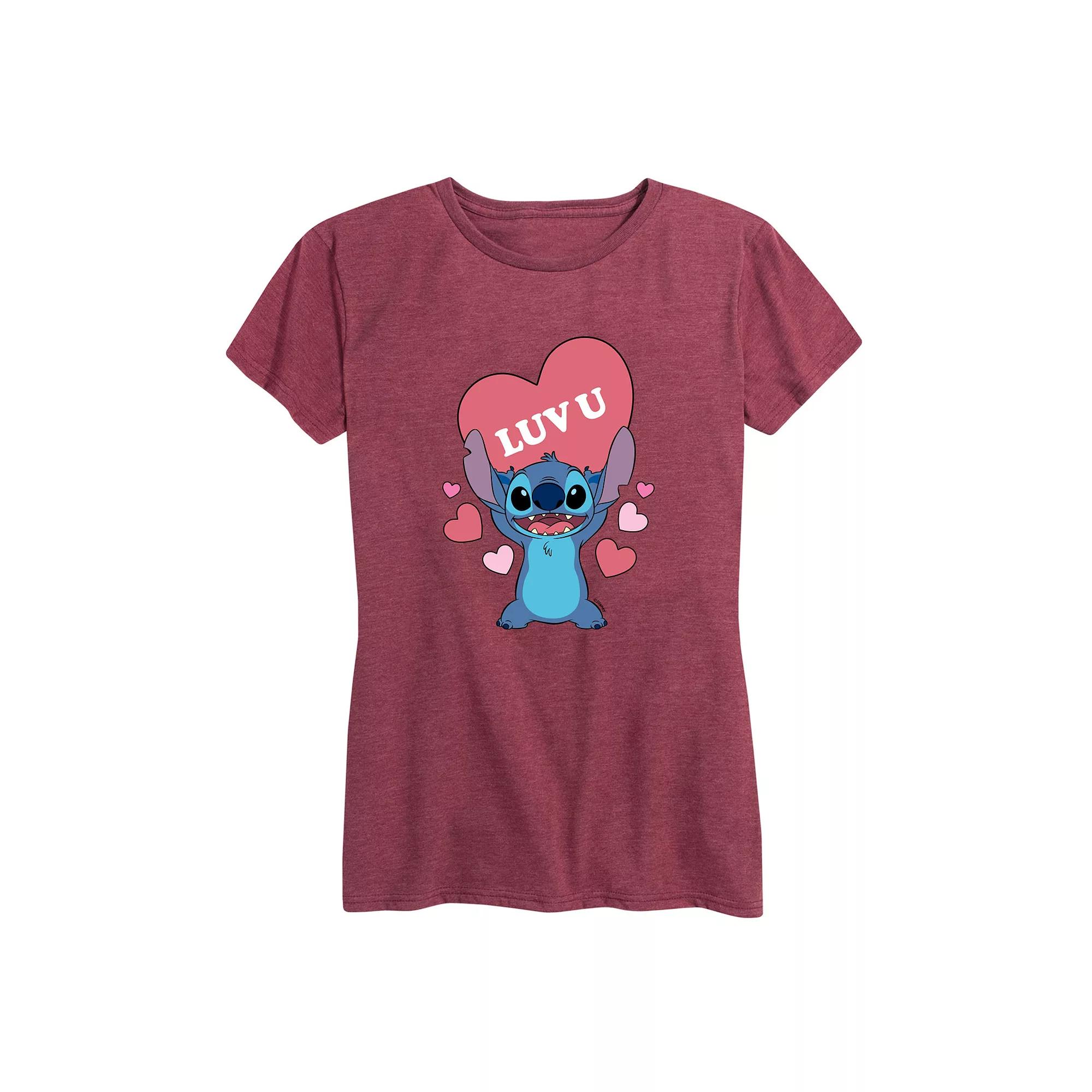 Disney's Lilo & Stitch Women's Luv U Heart Graphic Tee,  Product Image