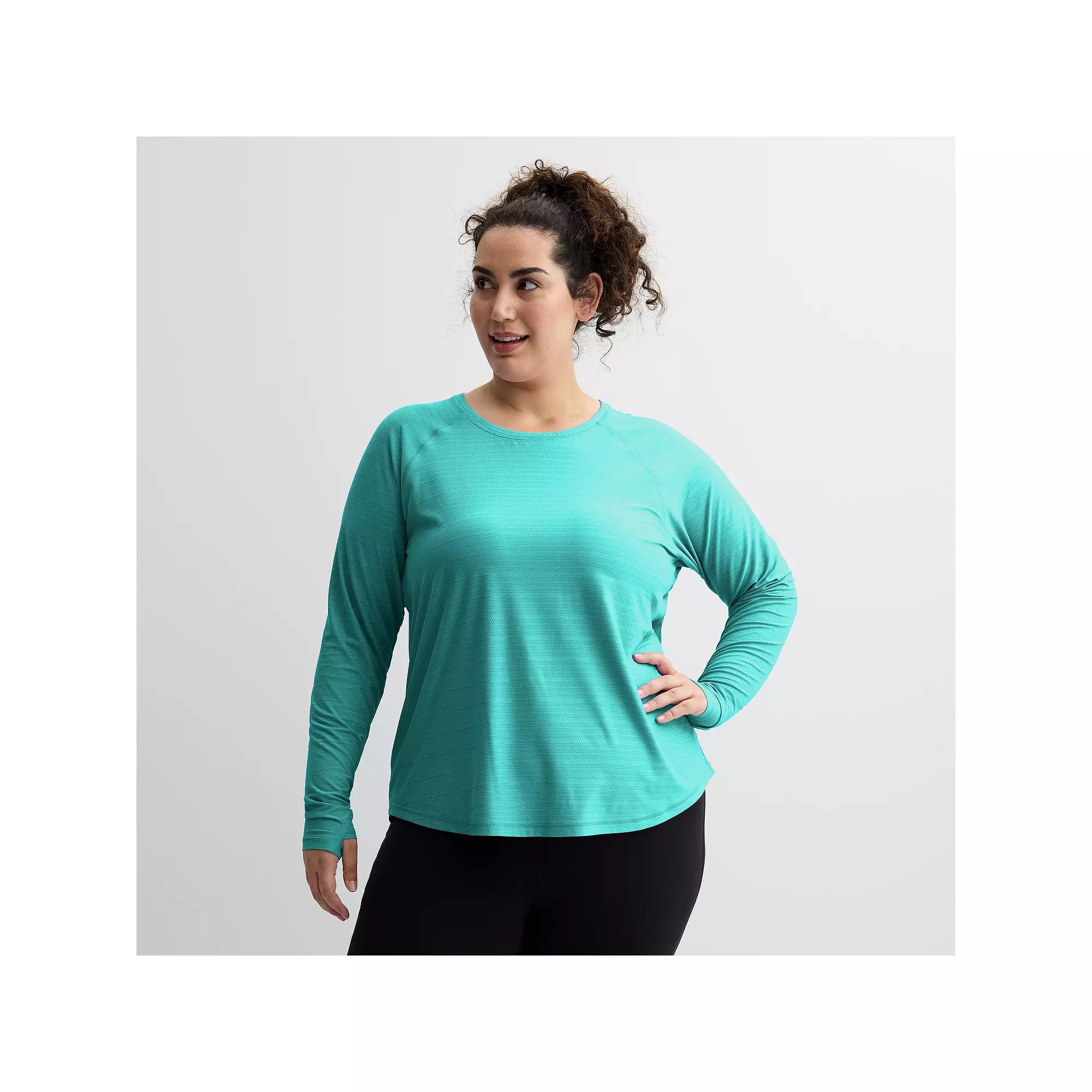 Plus Size Tek Gear® Mesh Long Sleeve T-Shirt, Women's, Size: 1XL, Rugged Green Product Image