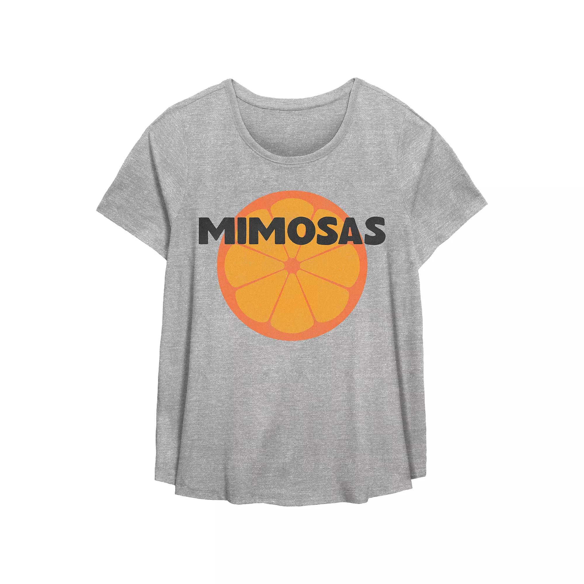 Plus Size Mimosas Scoop Hem Flow Graphic Tee, Women's, Size: 1XL, Grey Gray Product Image