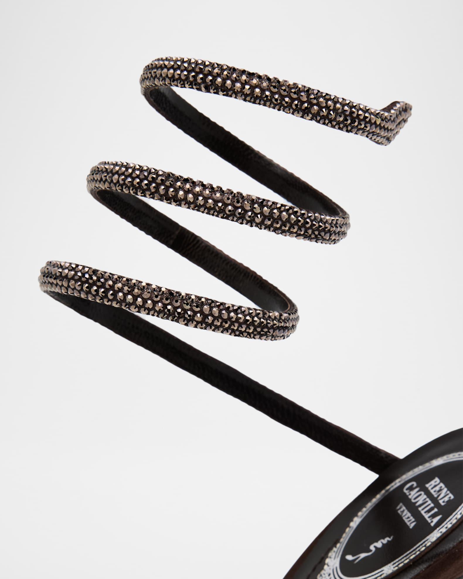 Snake Spiral-Wrap Strass Satin Sandals Product Image