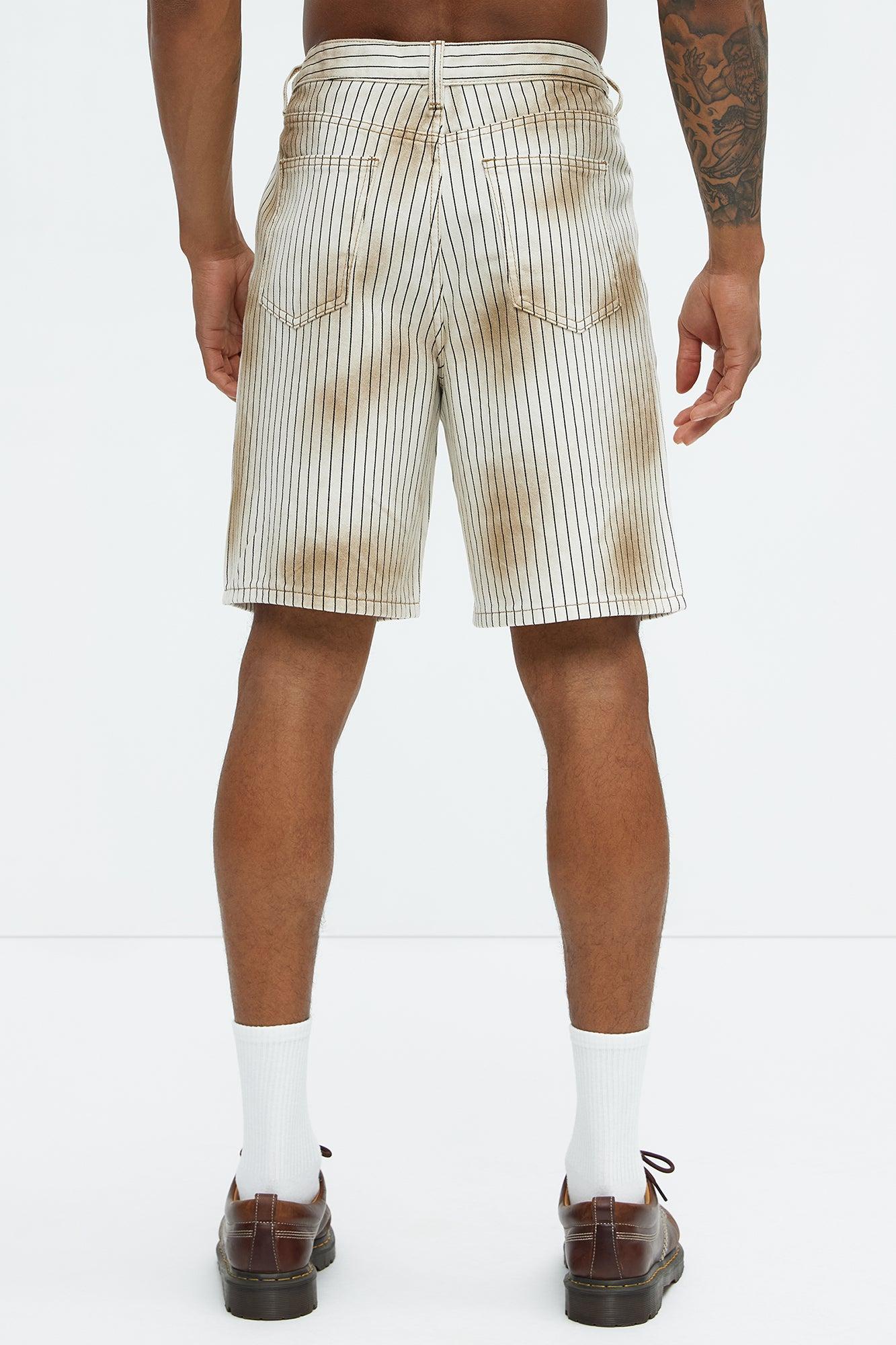 Byron Striped Relaxed Shorts - Cream/combo Product Image