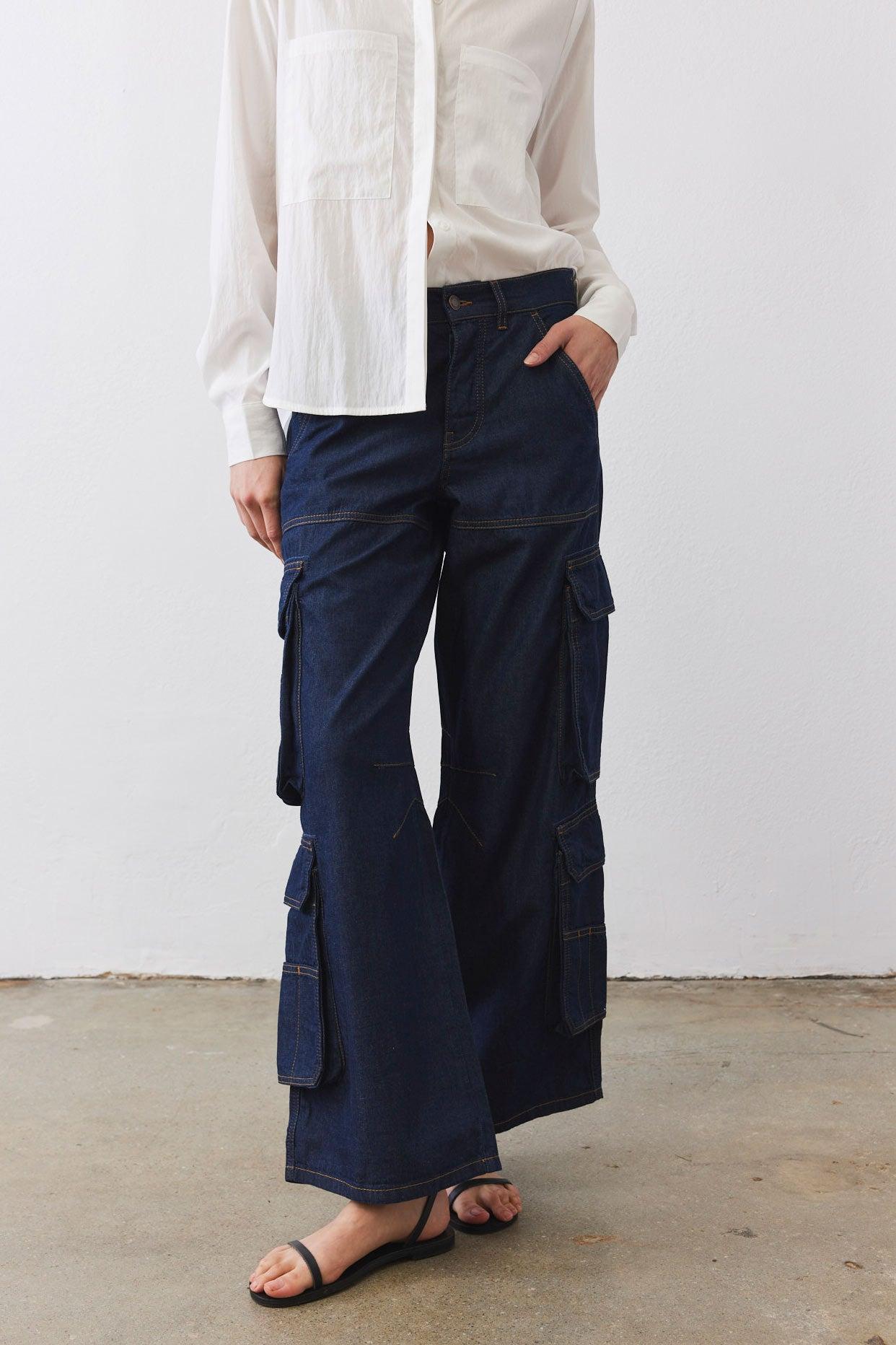 The Petite Off Duty Light Denim Cargo Pants Product Image