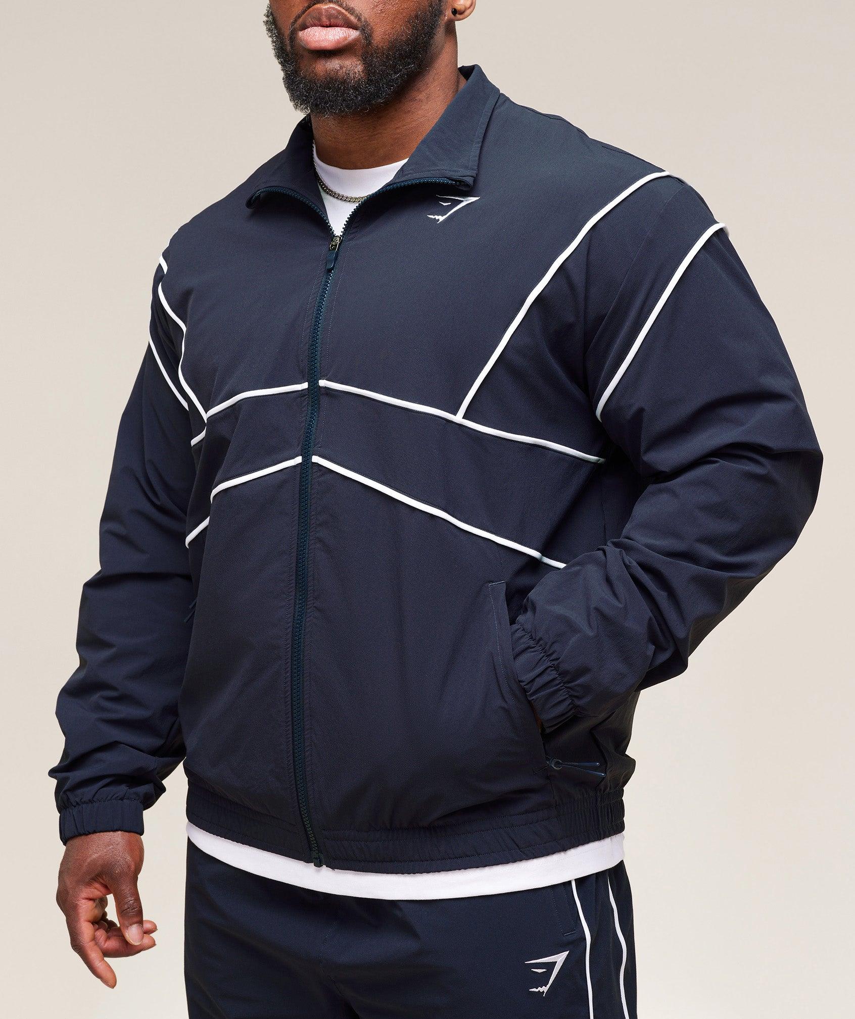 Gymshark Retro Crinkle Track Jacket - Heavy Blue Male Product Image