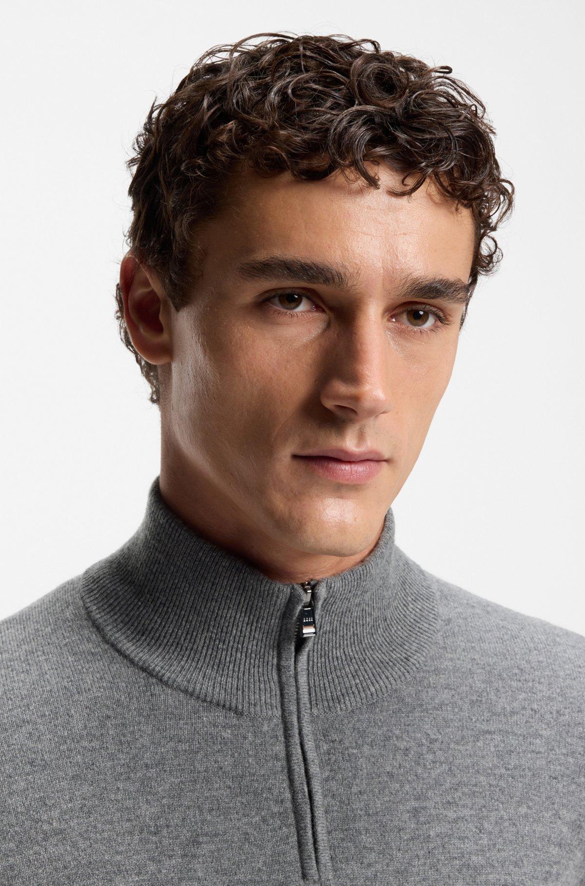 Wool-cashmere sweater with zip neck Product Image