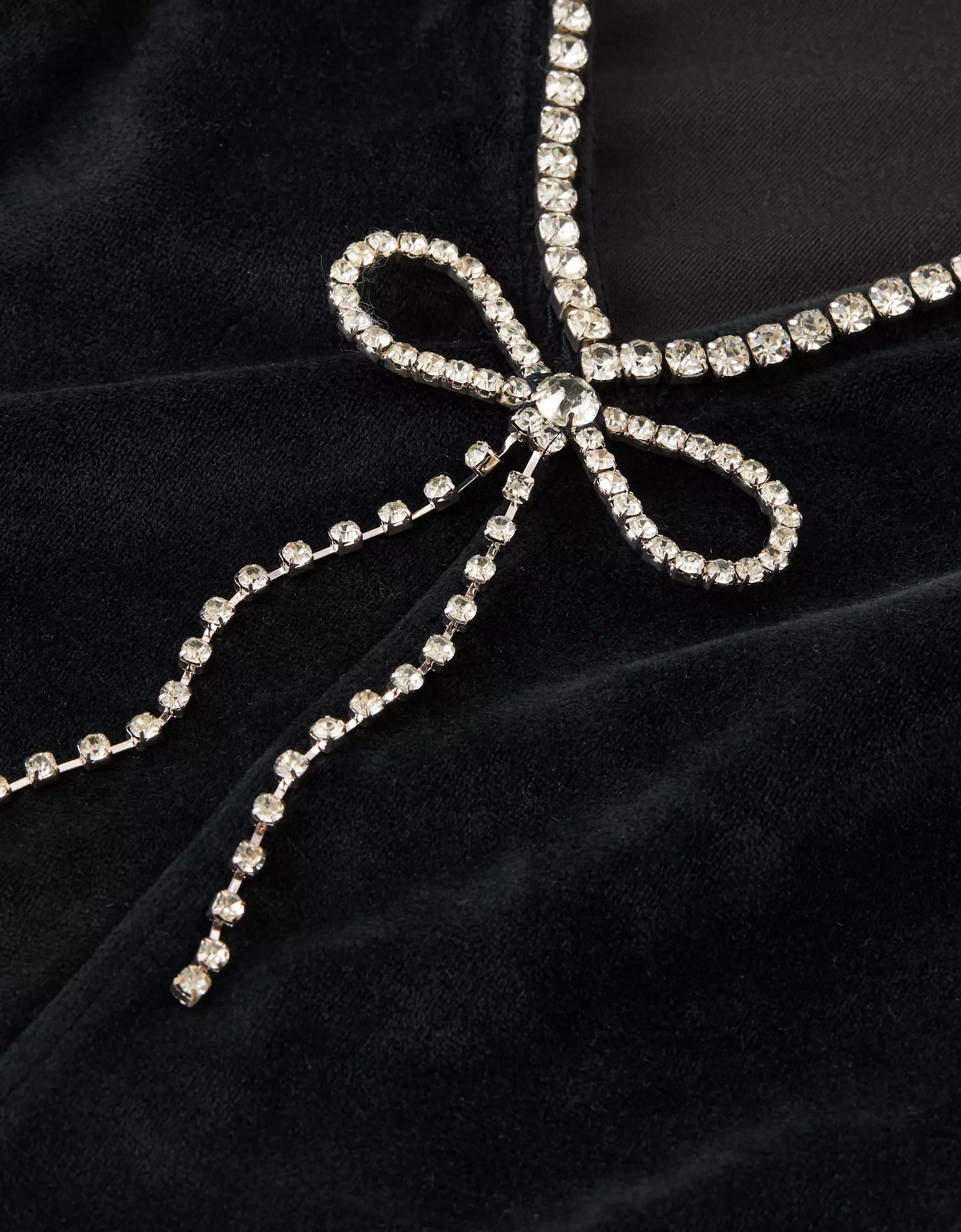 AE Rhinestone Puff Sleeve Mini Dress Product Image