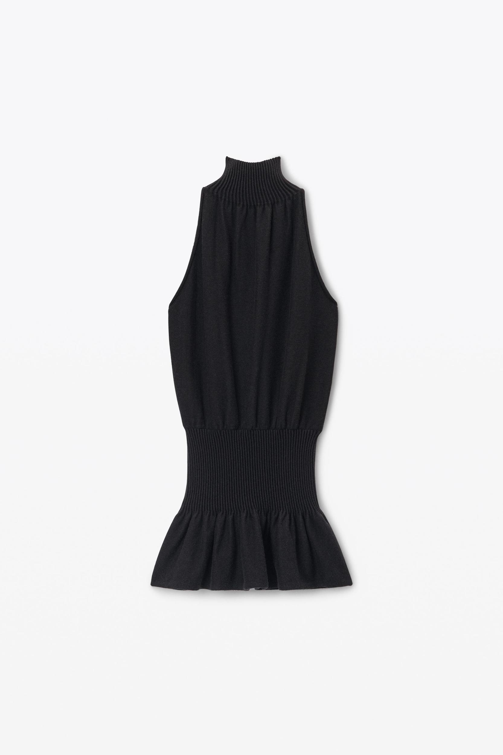 Ruched Turtleneck Halter Dress Product Image