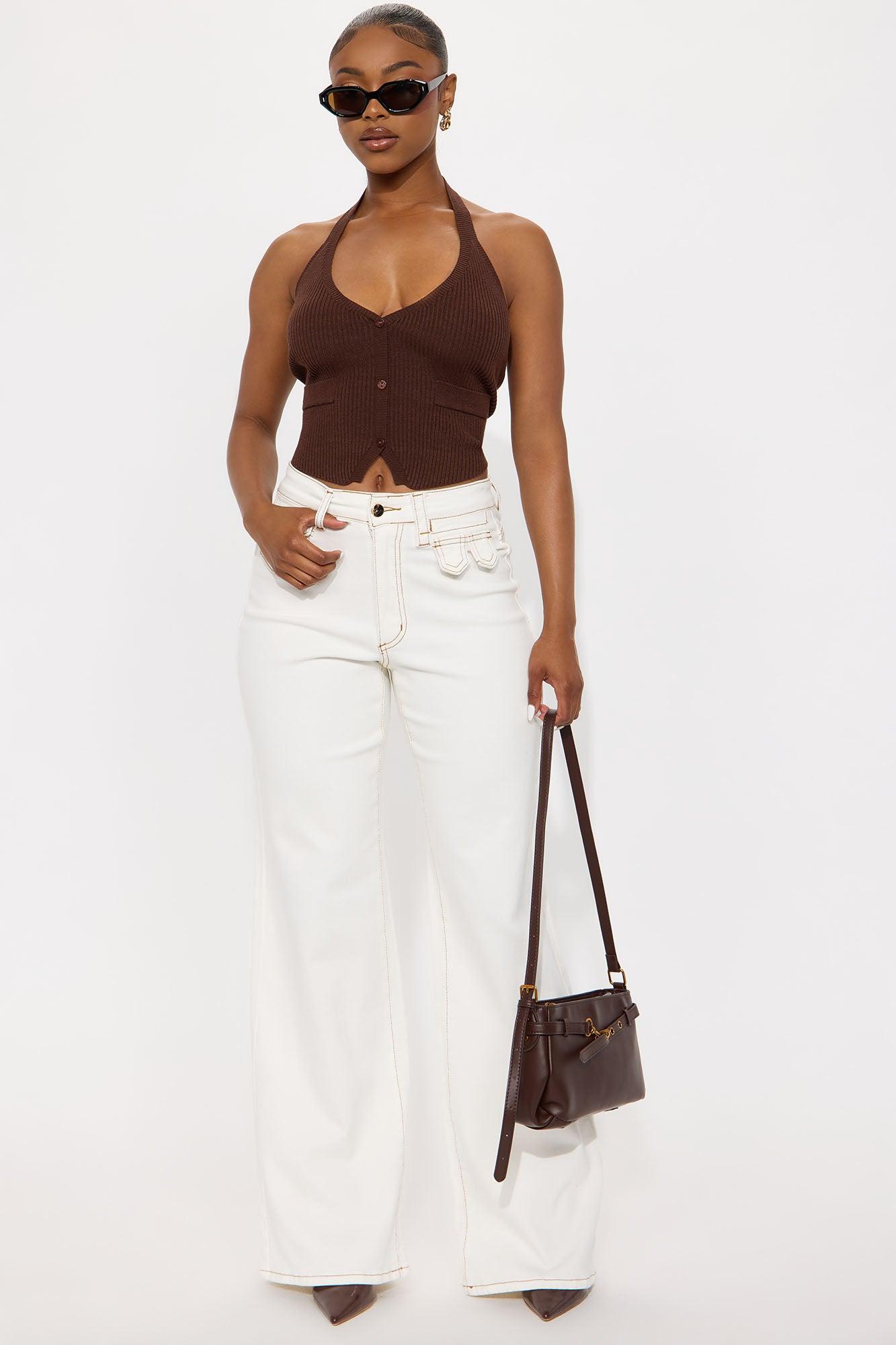 Stella Loose Wide Leg Denim Jeans - Cream Female Product Image