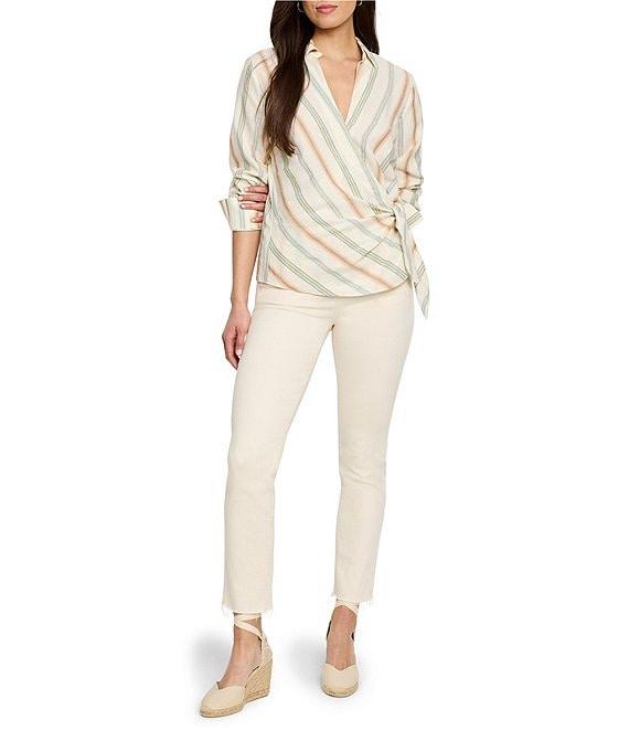NIC + ZOE Striped Weekly V-Neck Long Sleeve Wrap Top Product Image