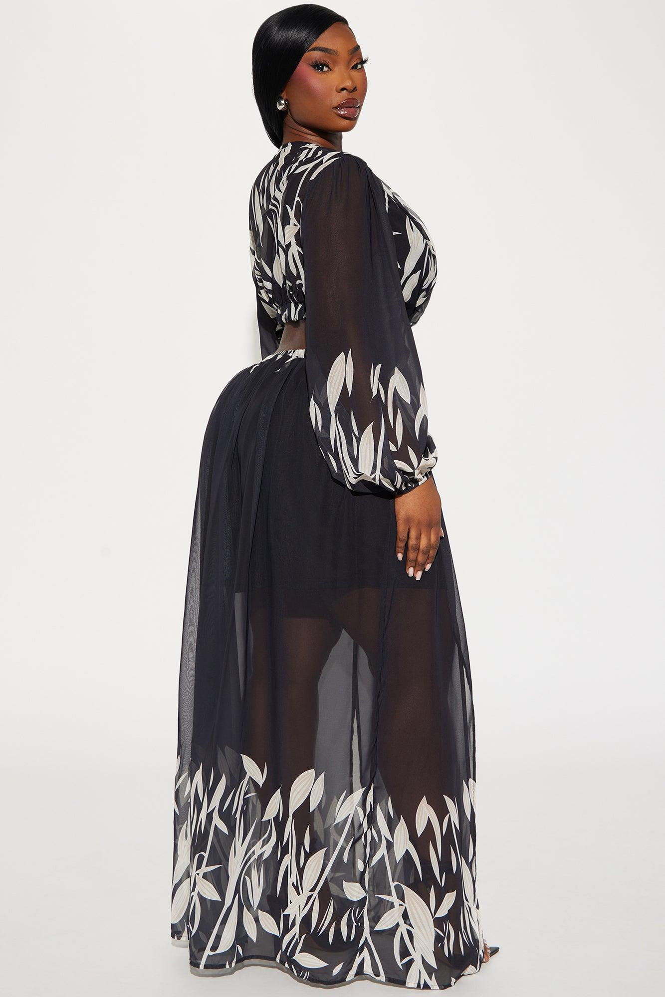 Villa Vacation Chiffon Maxi Dress - Black/combo Product Image