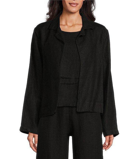 Bryn Walker Lewis Linen Round Notch Lapel Neck Long Sleeve Open-Front Jacket Product Image