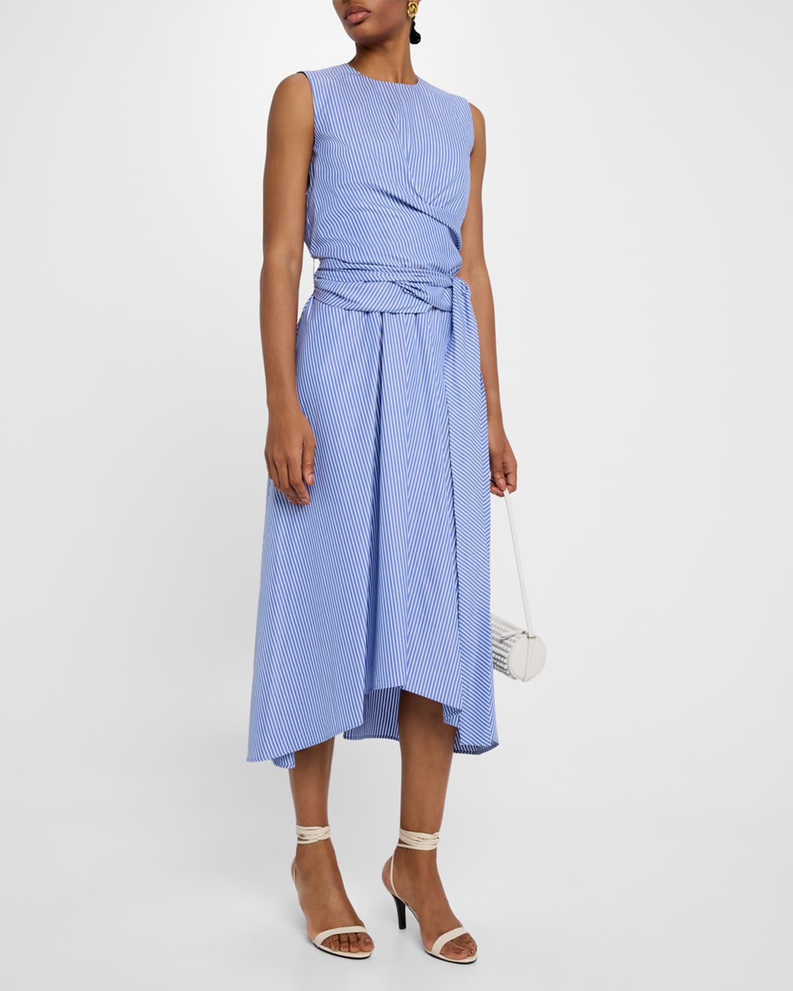 Penny Striped Draped Wrap Midi Dress Product Image