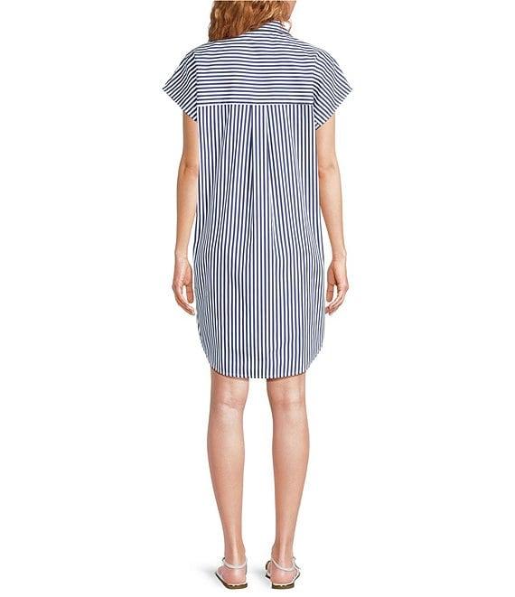 Jude Connally Carter Stripe Print Point Collar Short Sleeve Shirt Dress Product Image