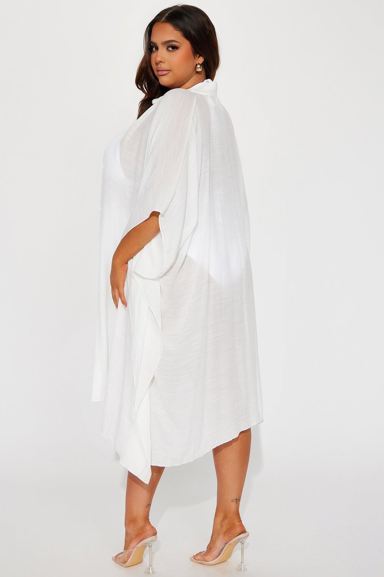 Megan Swim Cover Up Kimono - White Product Image
