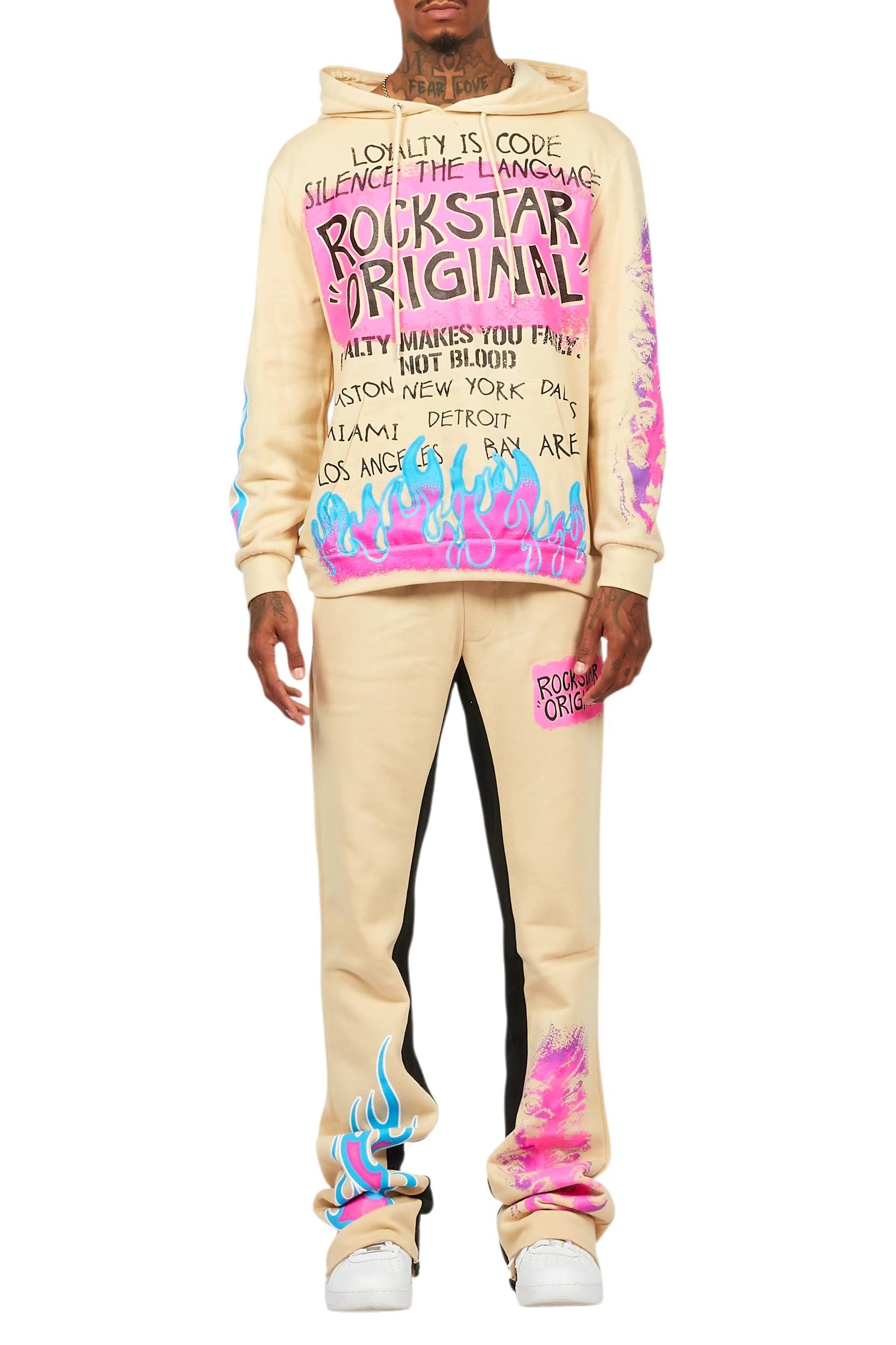 Beno Beige Hoodie/Baggy Track Pant Set Male Product Image