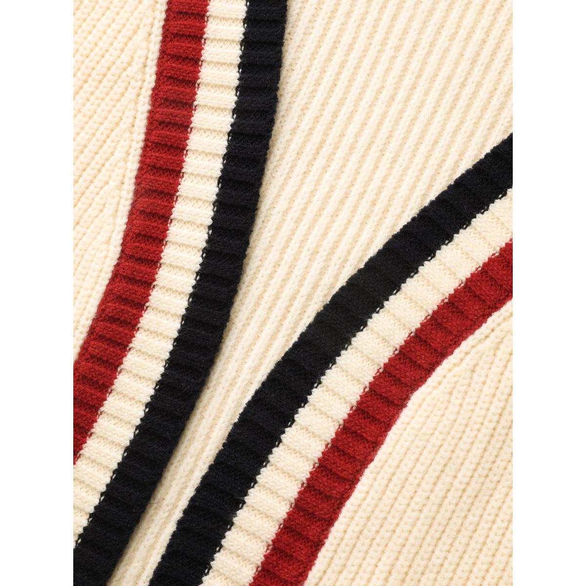 Plus Size Supersoft Essentials Contrast Striped Drop Shoulder Cardigan Beige Women Leisure Loose Long Sleeve Casual Cardigans BloomChic 22-24/3X Product Image