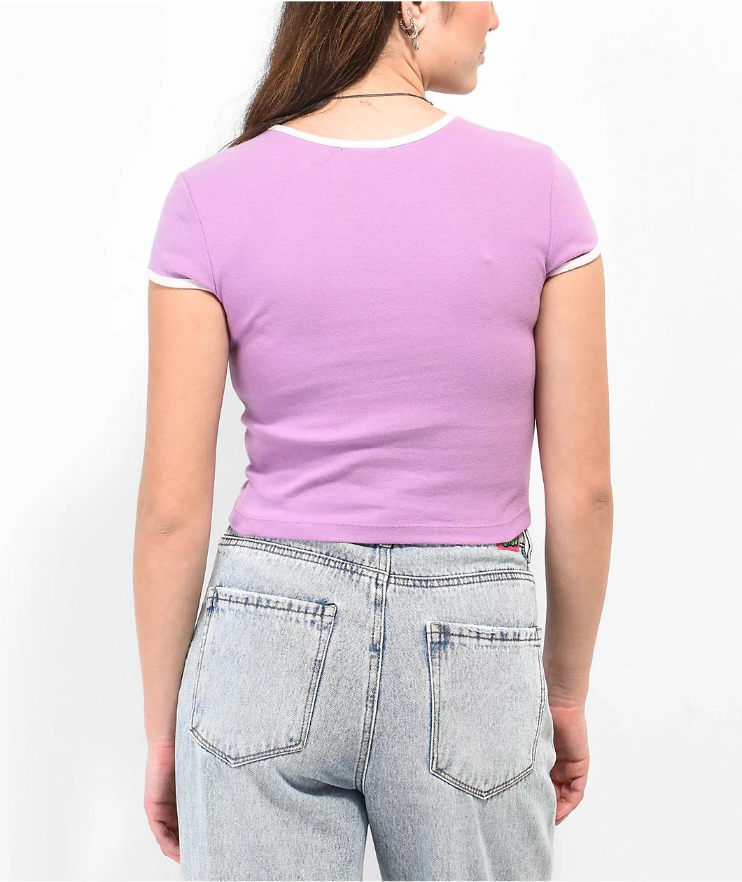 A.LAB Elish Butterfly Lavender Crop T-Shirt Product Image