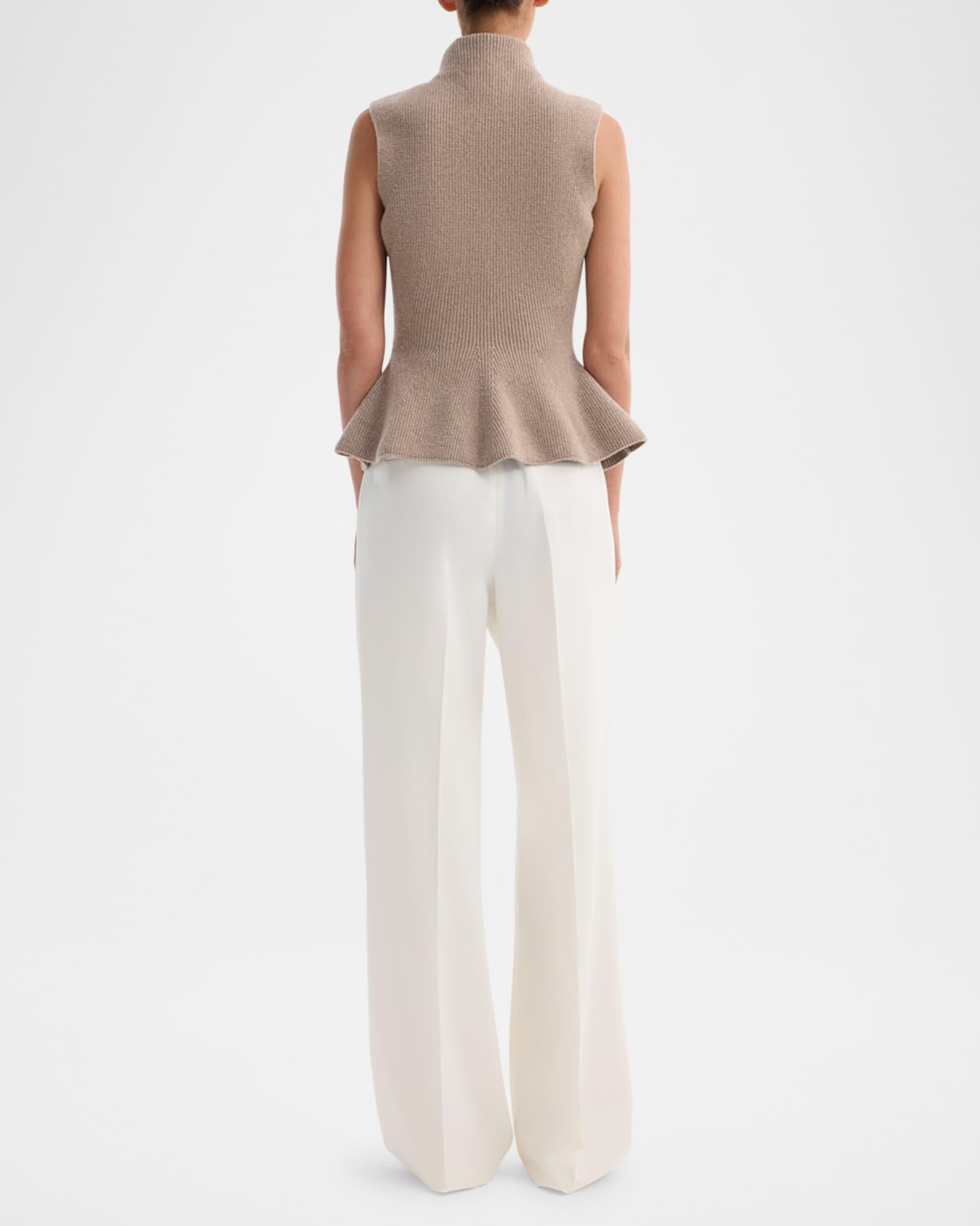 Sleeveless Wool-Cashmere Peplum Sweater  Product Image