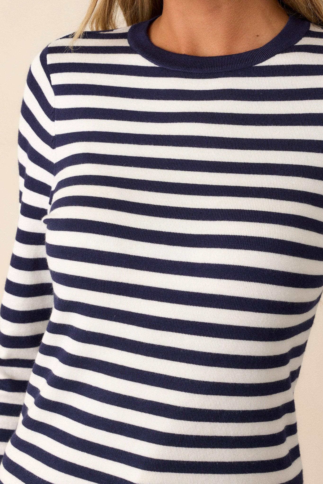 Endless Road Navy Stripe Long Sleeve Top Product Image