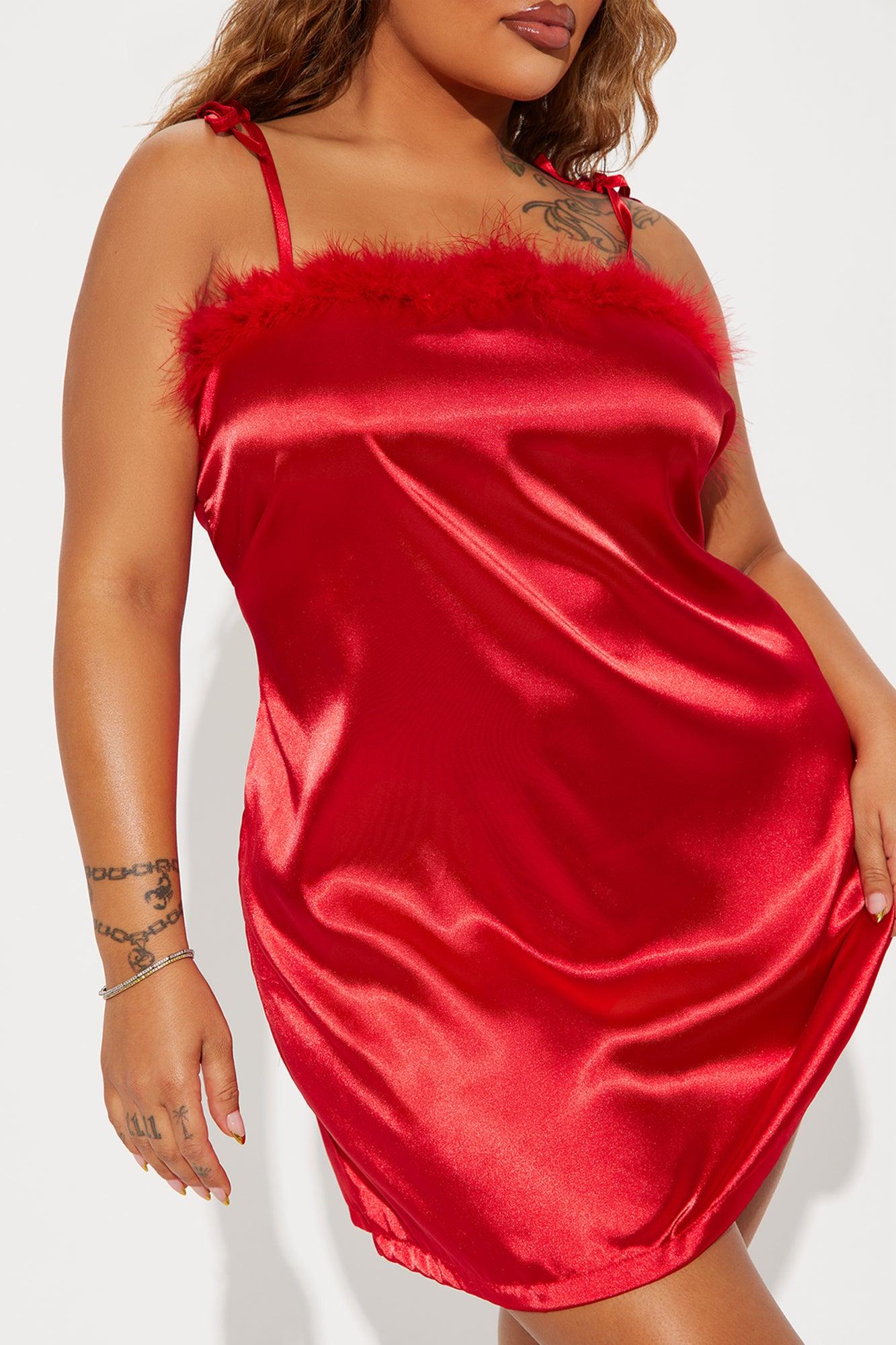 Sweet Dreams Satin Sleep Dress - Red Product Image