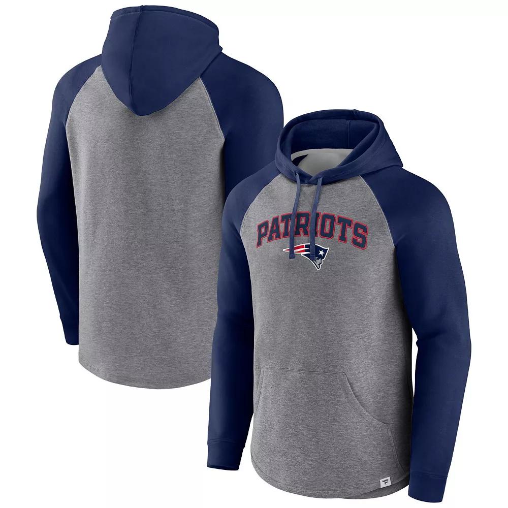 Mens Fanatics Branded Heathered Gray/Navy New England Patriots By Design Raglan Pullover Hoodie Product Image
