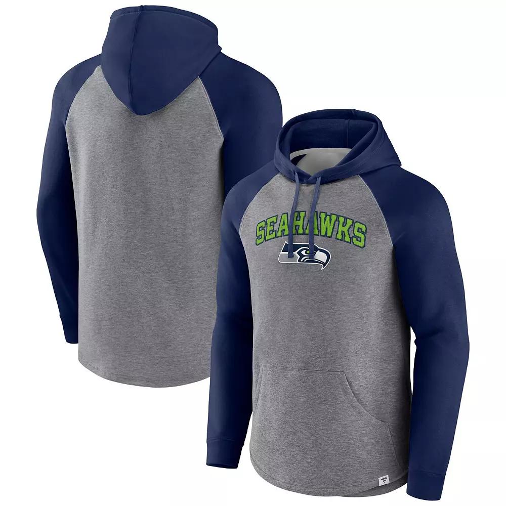 Mens Fanatics Branded Heathered Gray/Navy New England Patriots By Design Raglan Pullover Hoodie Product Image