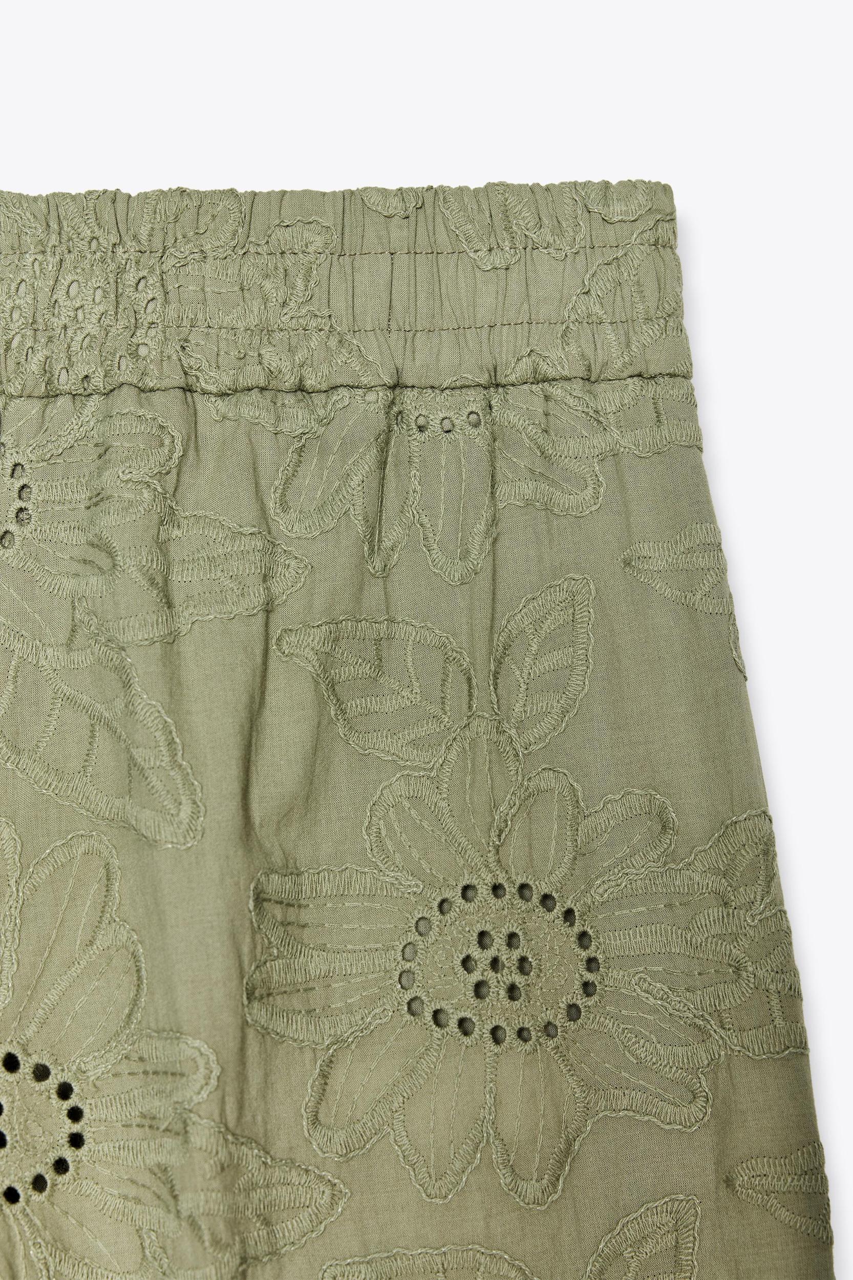 STRAIGHT LEG PANTS WITH OPENWORK EMBROIDERY Product Image