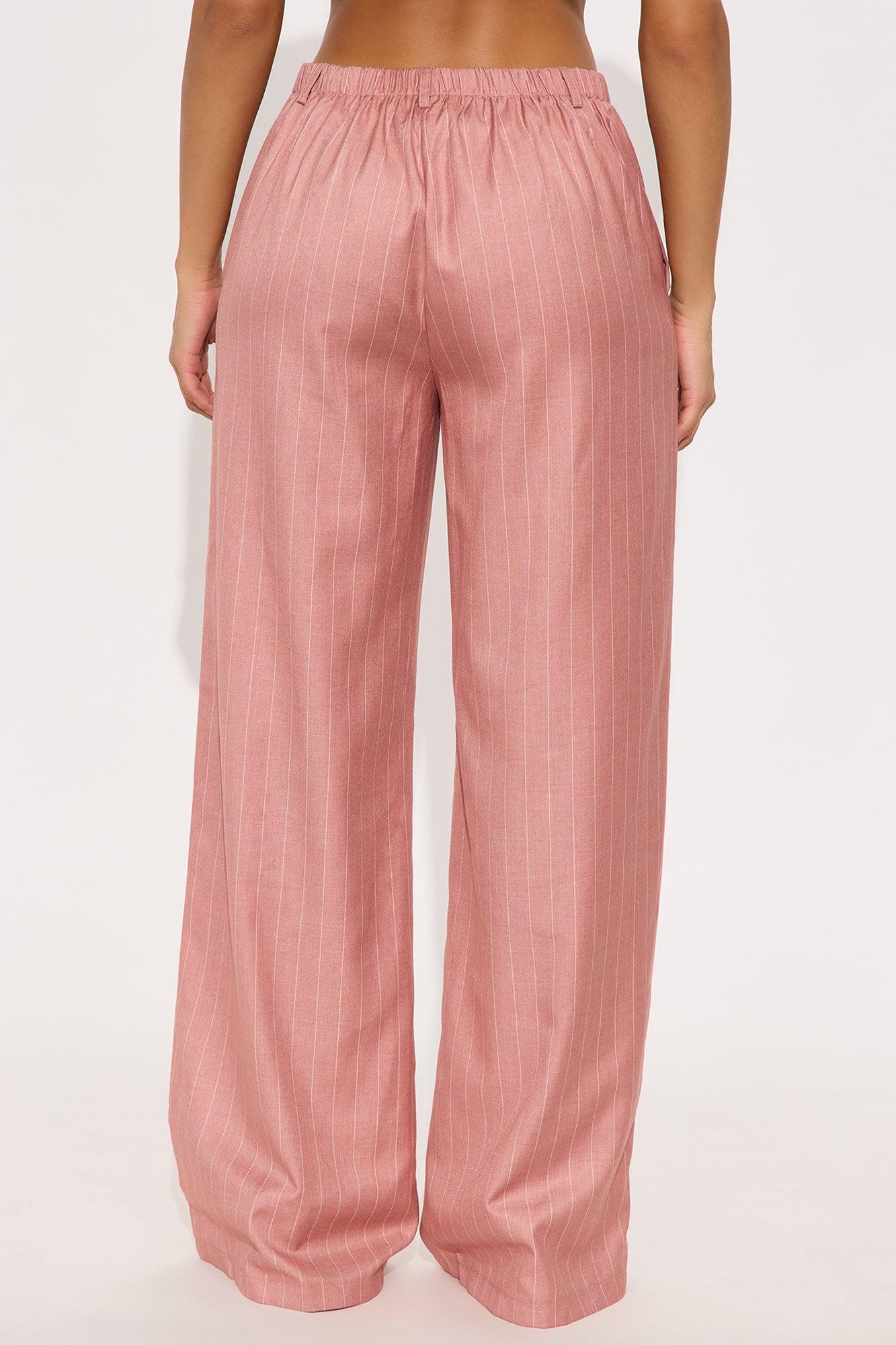 Yessica Pinstripe Wide Leg Trouser - Mauve Female Product Image