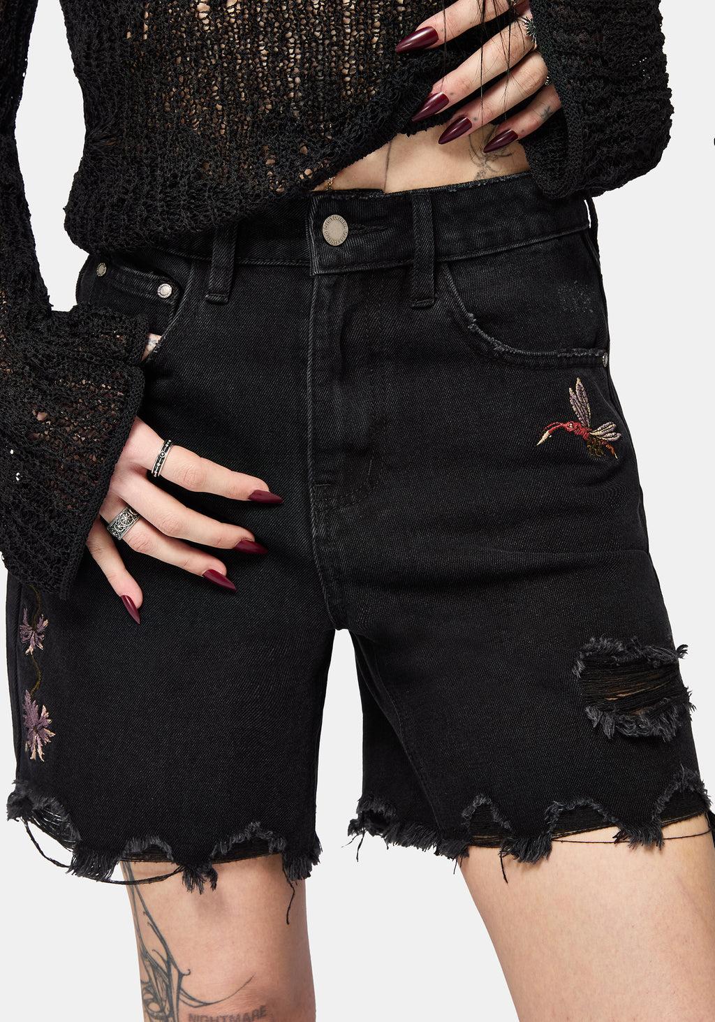 Poison Eden Embroidered Denim Short Product Image