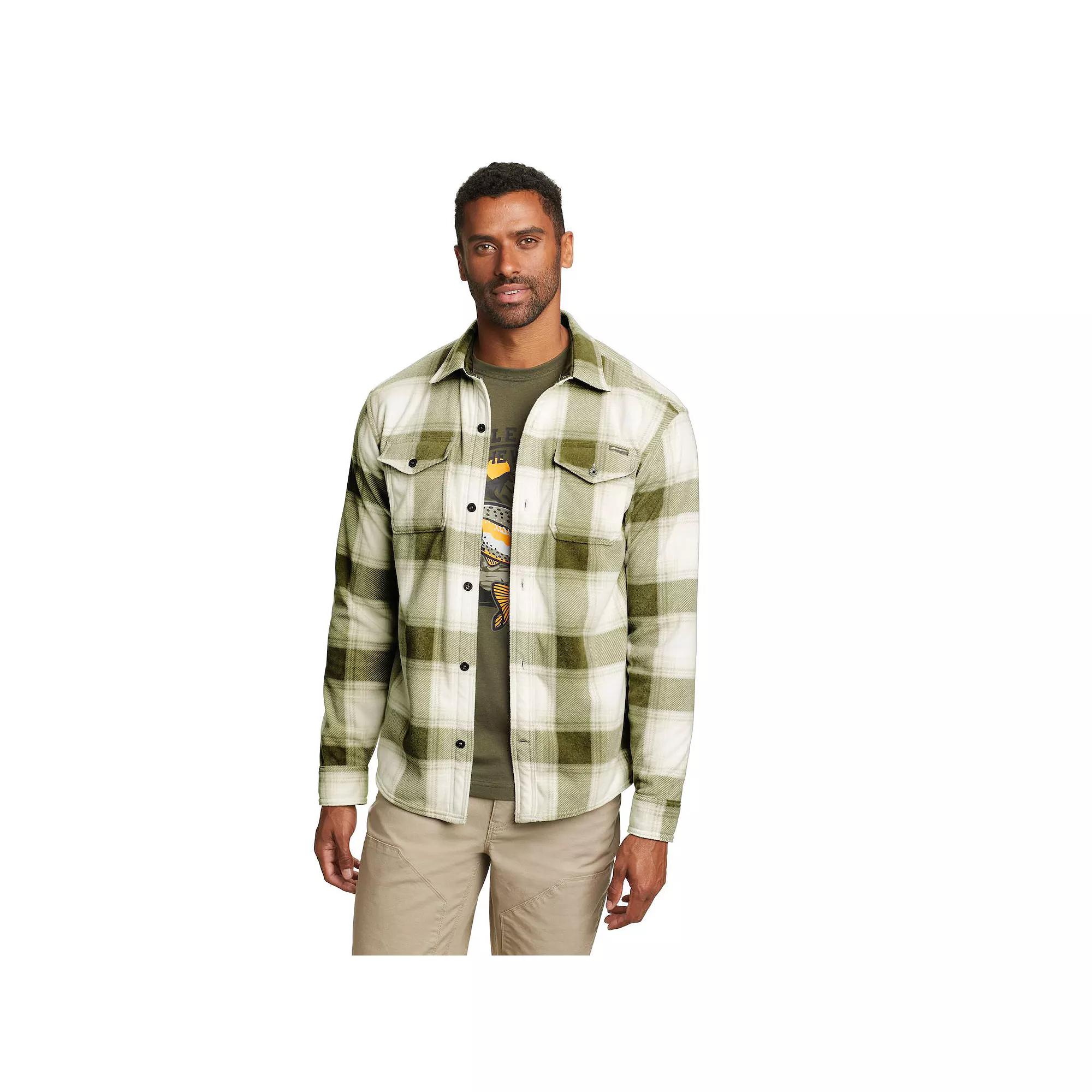 Men's Eddie Bauer Chutes Microfleece Button-Front Shirt, Size: Medium, Grey Product Image