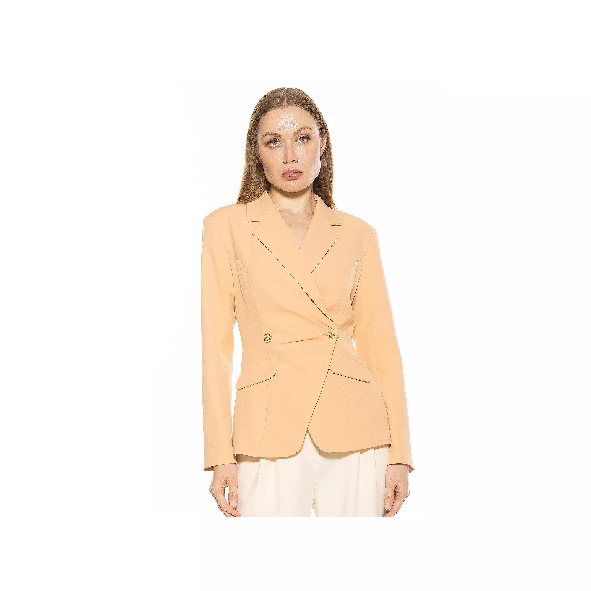 Women's ALEXIA ADMOR Tansy Draped Soft Structured Single Button Blazer, Size: 10, Brown Product Image