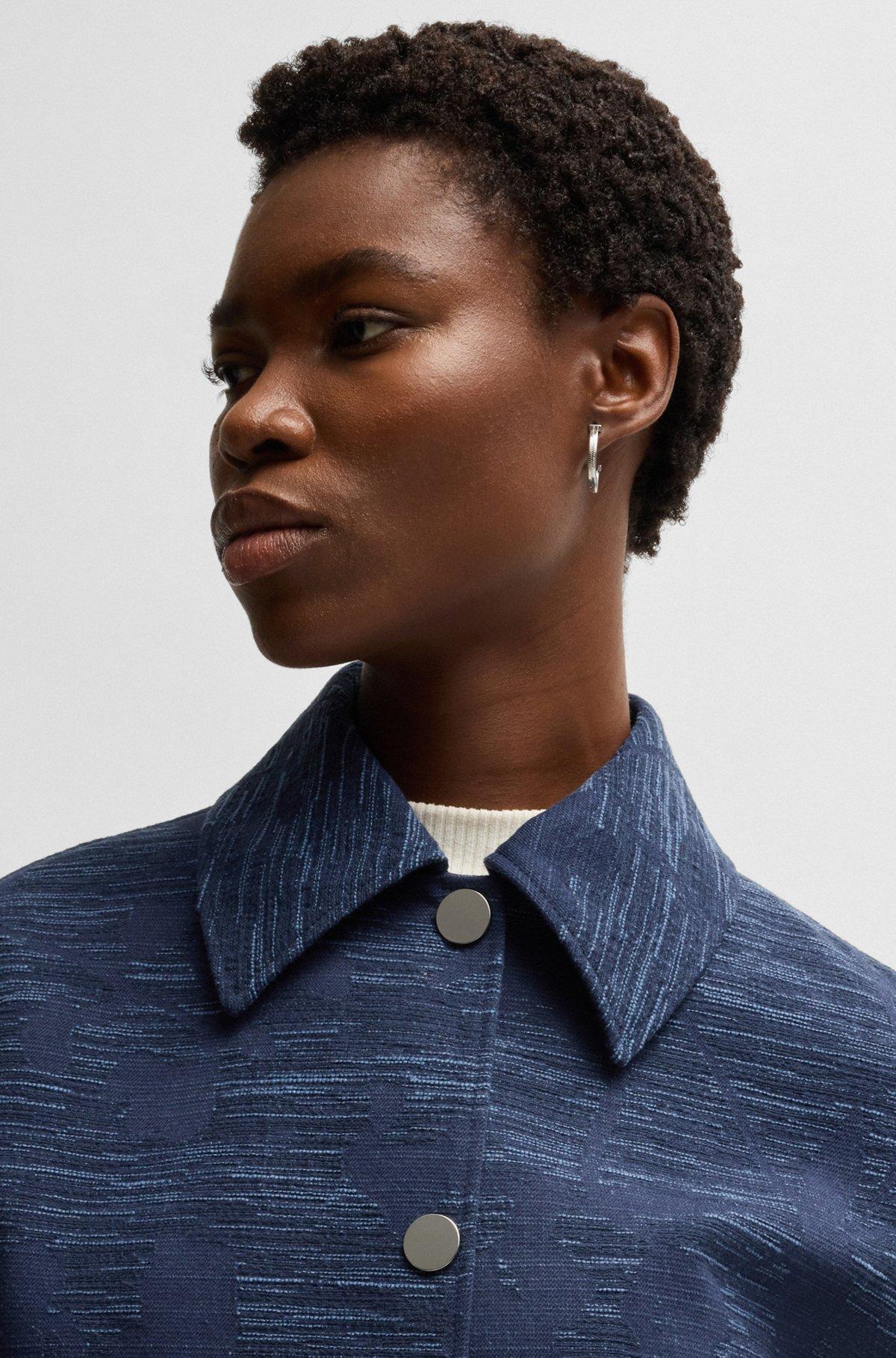 BOSS - Relaxed-fit blazer with floral structure - Dark Blue Product Image